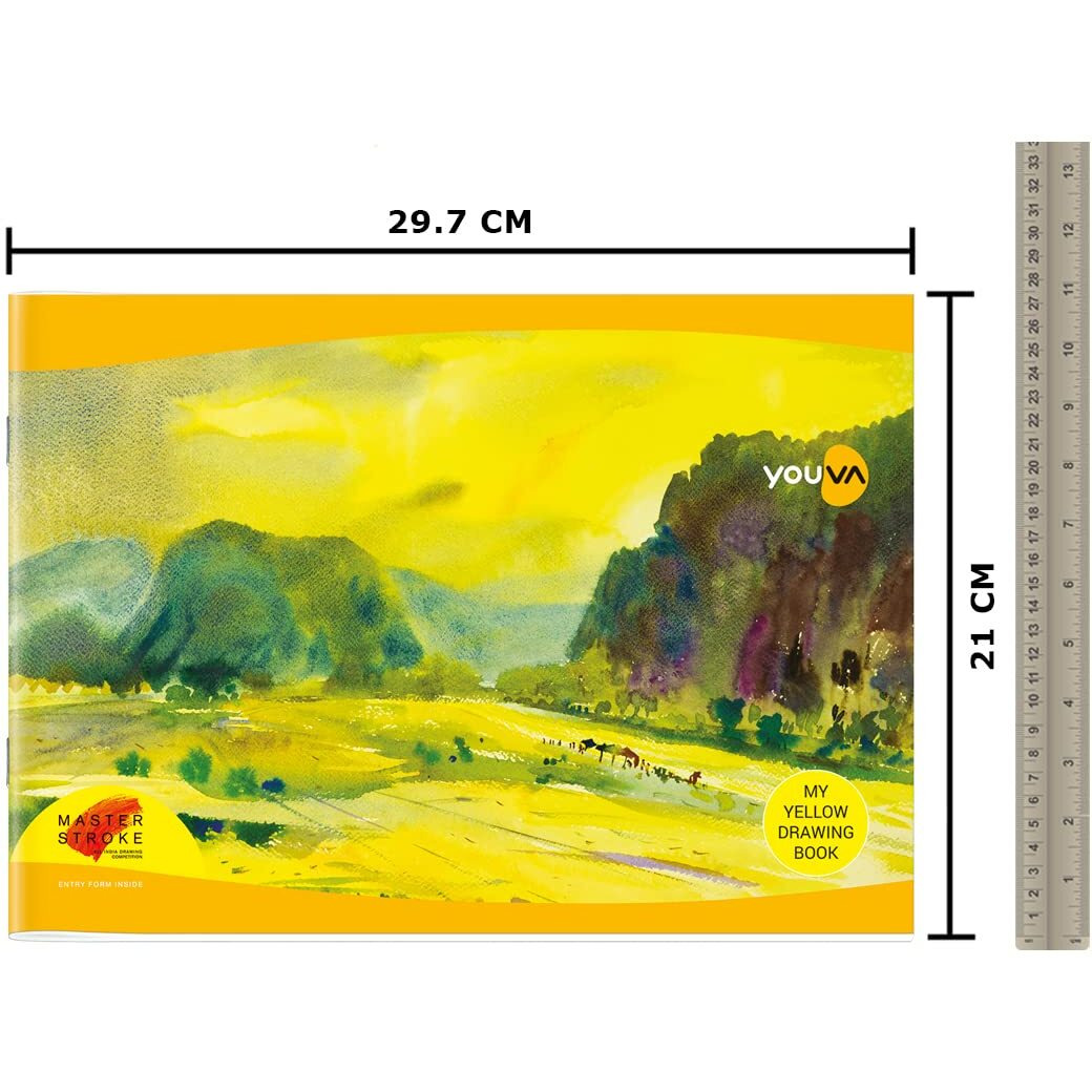 Navneet Youva | Yellow Drawing Book For Students And Budding Artists| Small Size | A4 Size 21 Cm X 29.7 Cm | 36 Pages | Pack Of 12