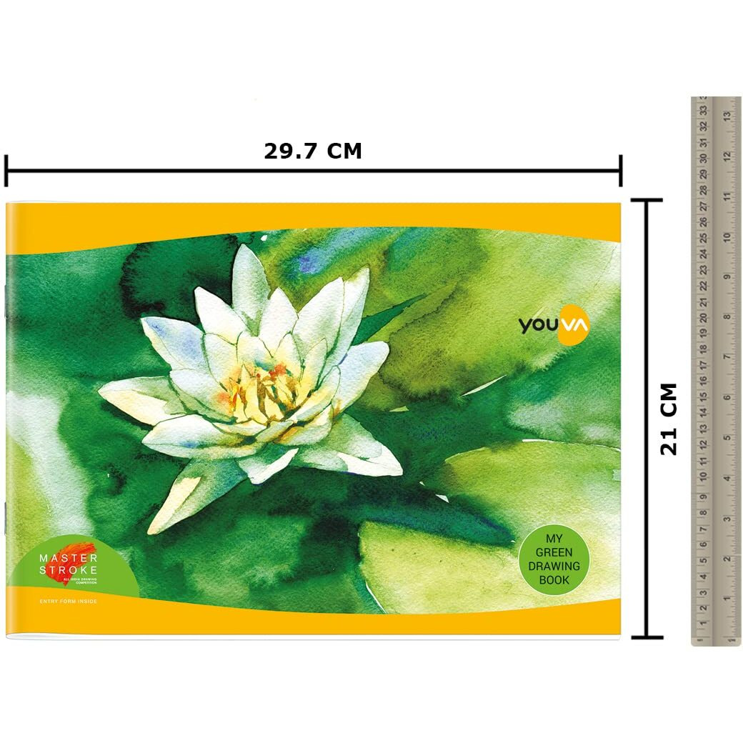 Navneet Youva | Green Drawing Book For Students And Budding Artists | Small Size | A4 Size 21 Cm X 29.7 Cm | 56 Pages | Pack Of 12