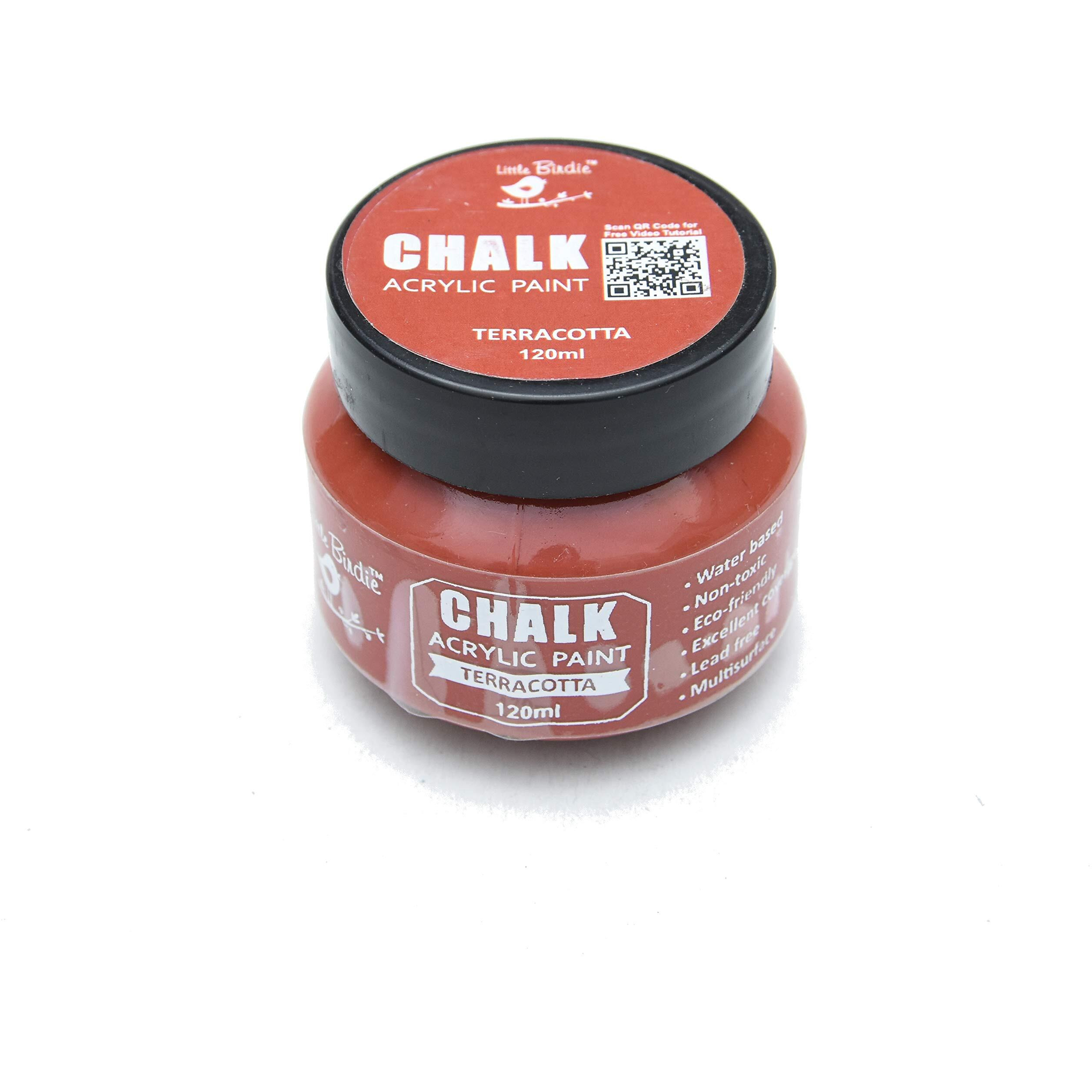 Little Birdie Home Decor Chalk Paint - Terracotta 120Ml | Chalk Paint For Canvas, Wood Furniture, Wall, Home Decor, Glass, Terracotta Pots | Multi Surface Paint