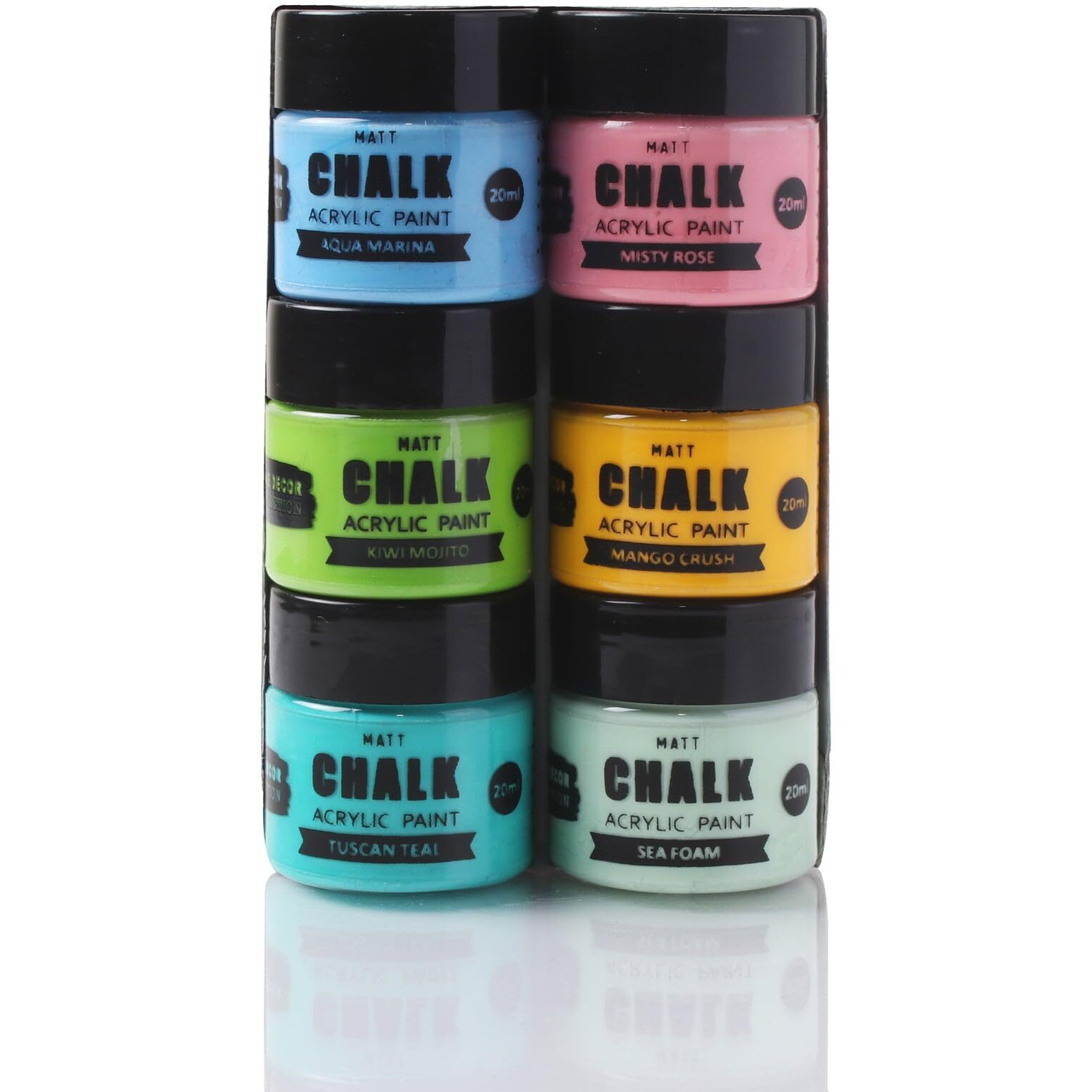 Little Birdie Home Decor Chalk Paint - 6Pcs X 20Ml 1 Kit (Colour Fusion) | Chalk Paint For Canvas, Wood Furniture, Wall, Home Decor, Glass, Terracotta Pots | Multi Surface Paint