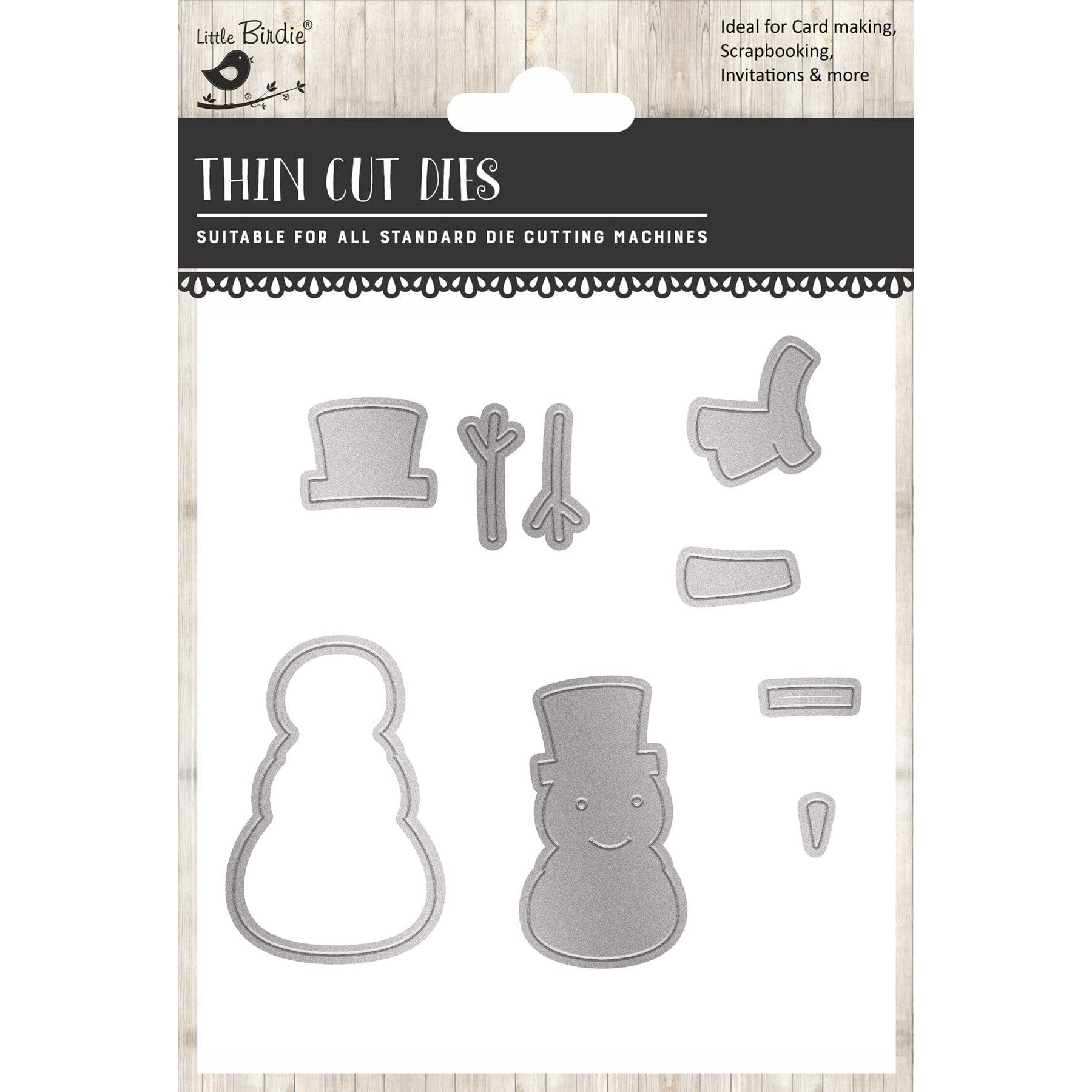 Little Birdie Christmas Thin Cut Die Snowman 85X58Mm 7Pc | Ideal For Card Making, Scrapbooking, Invitations & More