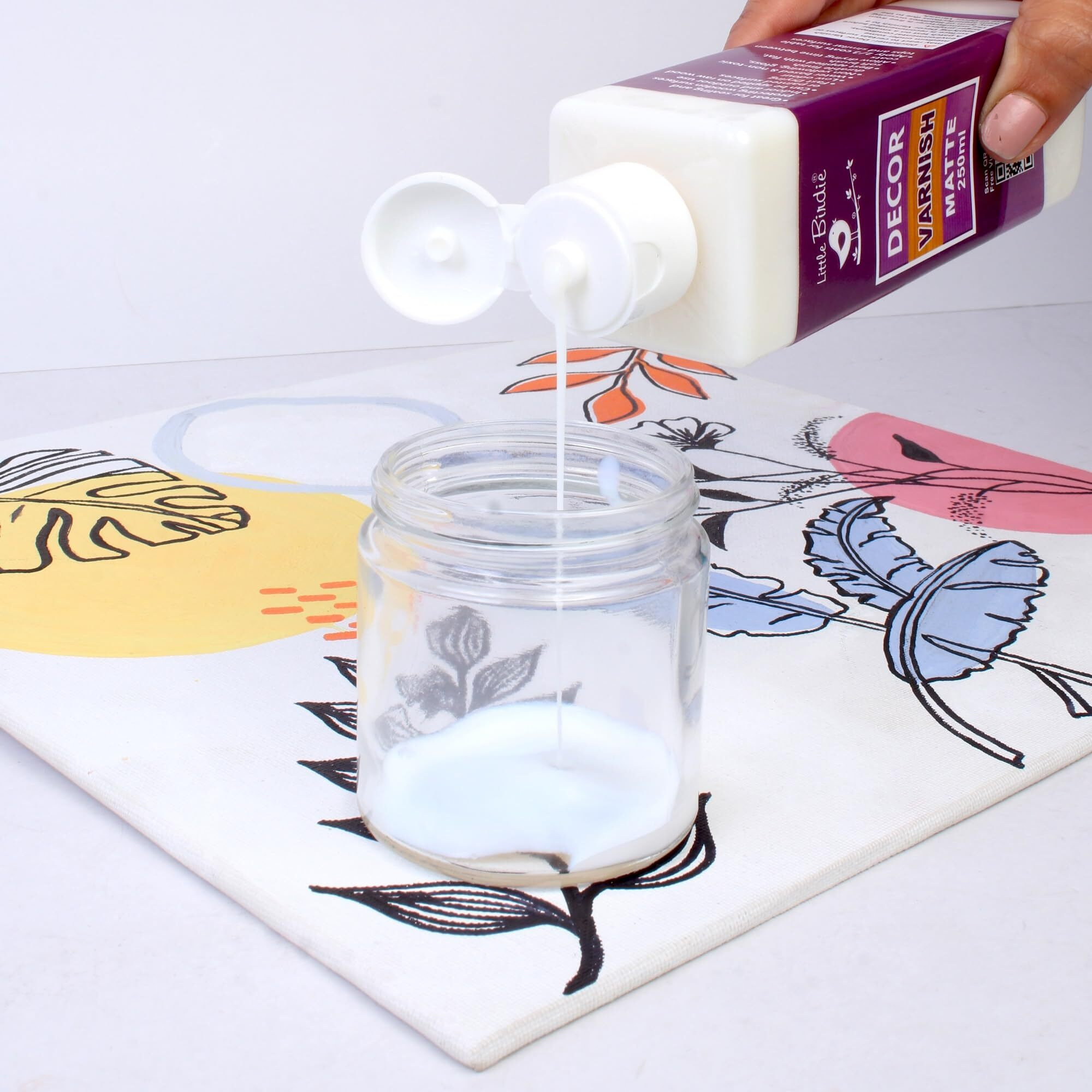 Little Birdie Decor Varnish Matte 250Ml | For Durable Matte Finish To Canvas, Wooden Surfaces, Mdf, Oil And Acrylic Paintings, Glass, Metal, Terracotta And More | Water Based & Fast Drying