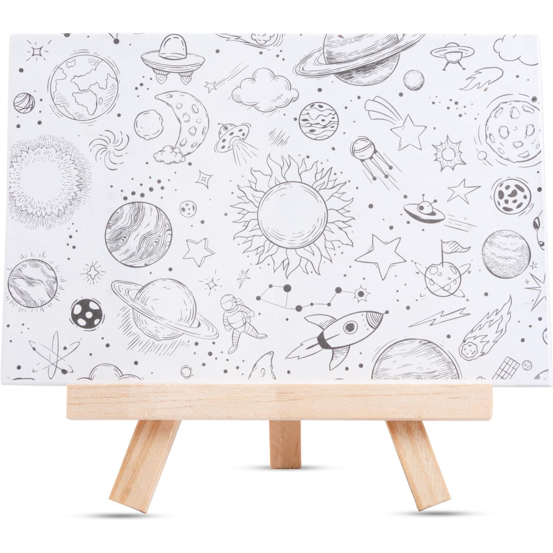 Little Birdie Paintable Pre-Printed Panel With Easel & Paints - Amazing Space, Approx 4In X6Inch, Easel Size 11Cm, 1Pc | For Diy Painting And Craft | Home Decor, Office Desk, Living Room, Wall Hanging, Showpiece, Best Gift For Kids & Adults