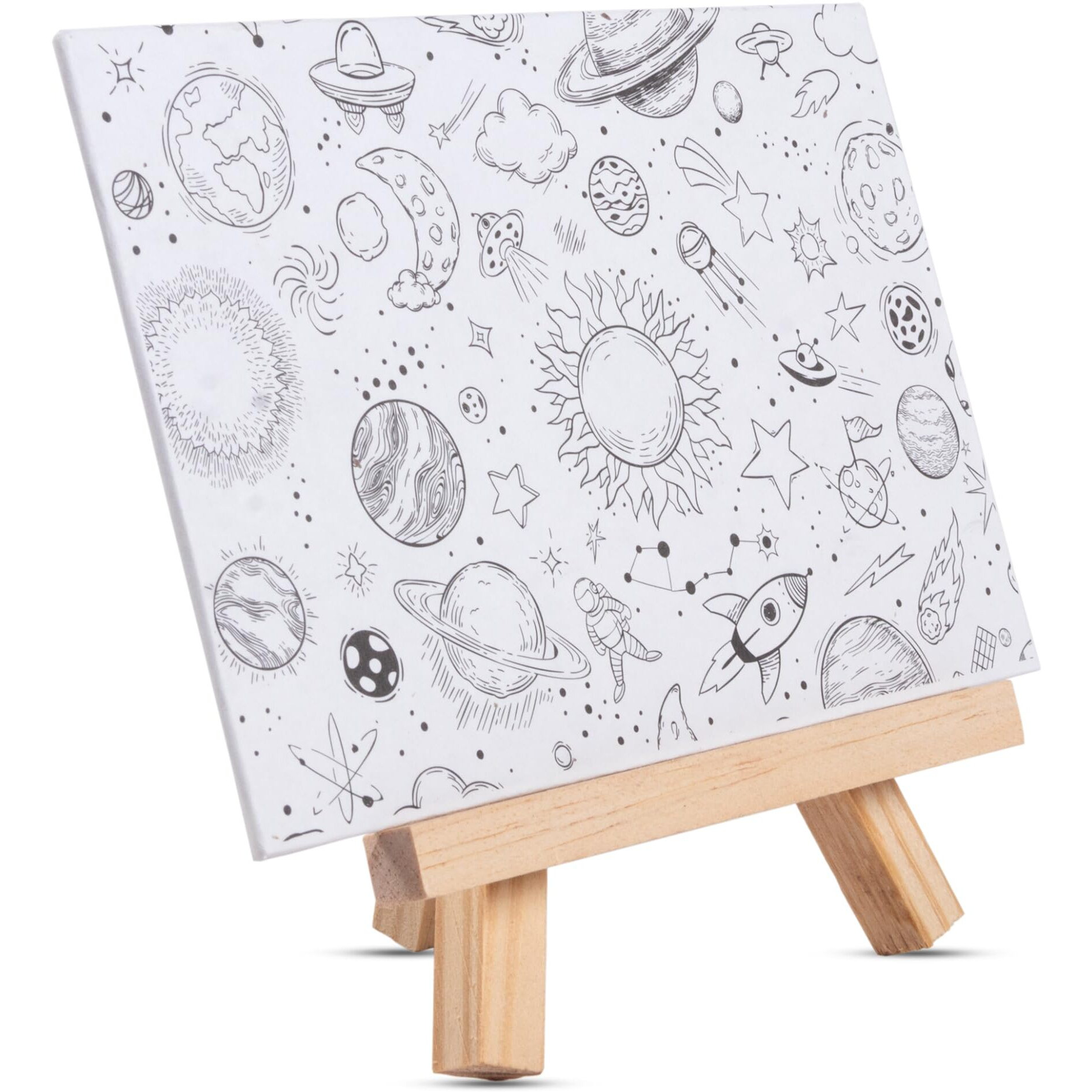 Little Birdie Paintable Pre-Printed Panel With Easel & Paints - Amazing Space, Approx 4In X6Inch, Easel Size 11Cm, 1Pc | For Diy Painting And Craft | Home Decor, Office Desk, Living Room, Wall Hanging, Showpiece, Best Gift For Kids & Adults