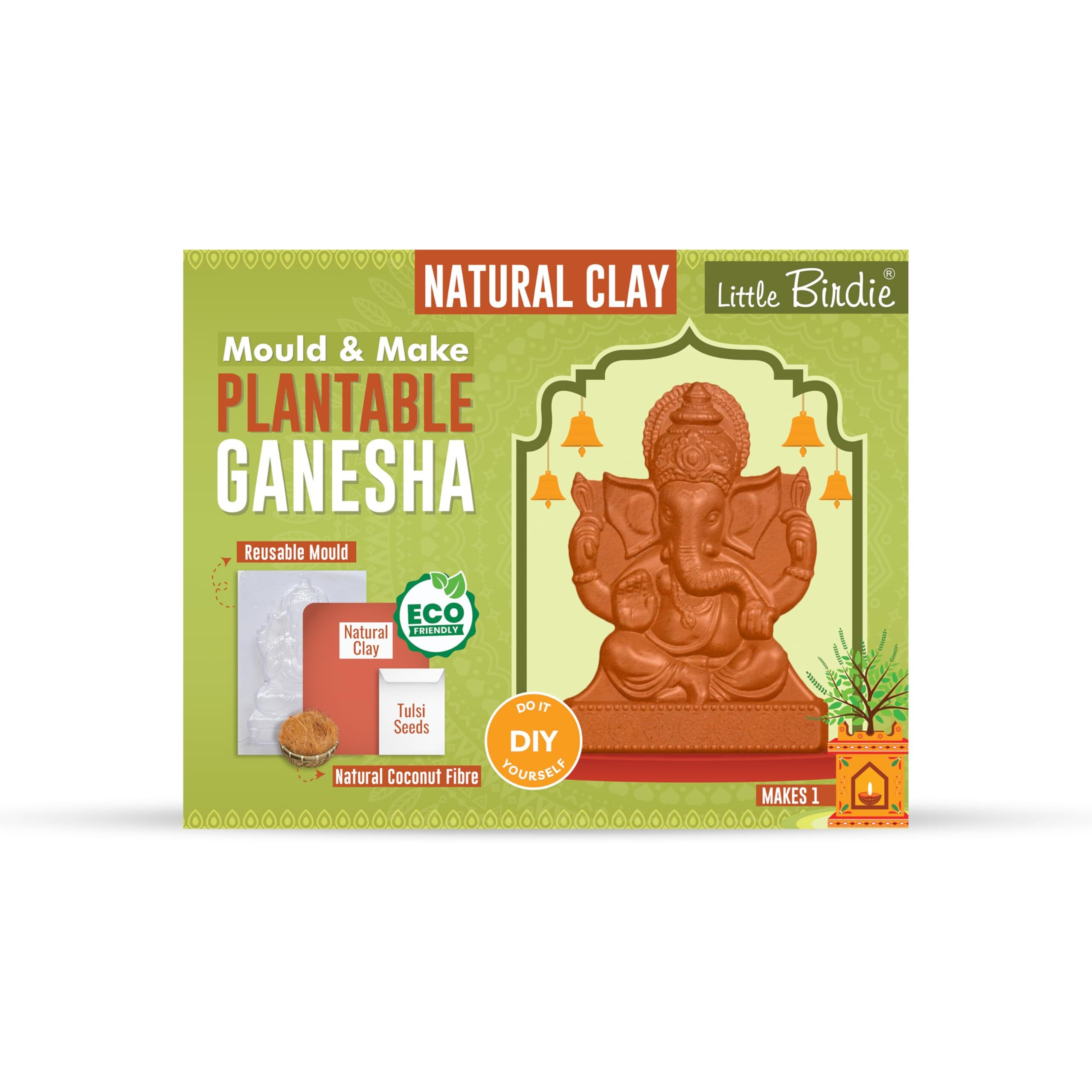 Little Birdie Diy Mould & Make Plantable Ganesha Kit | Diy Eco-Friendly Mould And Make Kit | Ganpati Murti Making Kit For Craft, Decoration | Gift For Kids & Adults