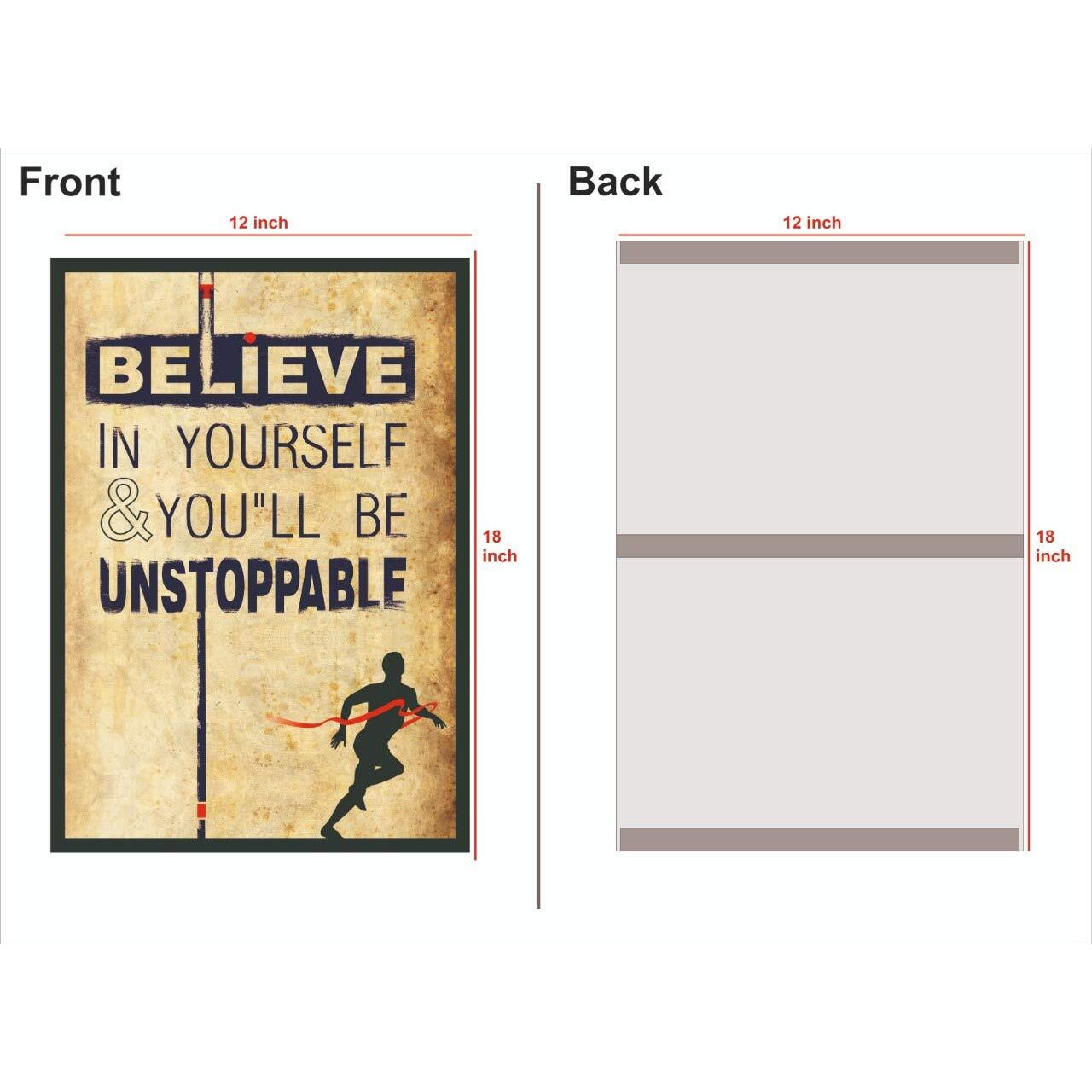 Vantagekart Hope, Success, Believe, Time, Idea, Happy Inspirational Motivational Self Adhesive Wall Posters For Home & Office Decor (Paper, 12X18-Inch, Brown) - Set Of 6