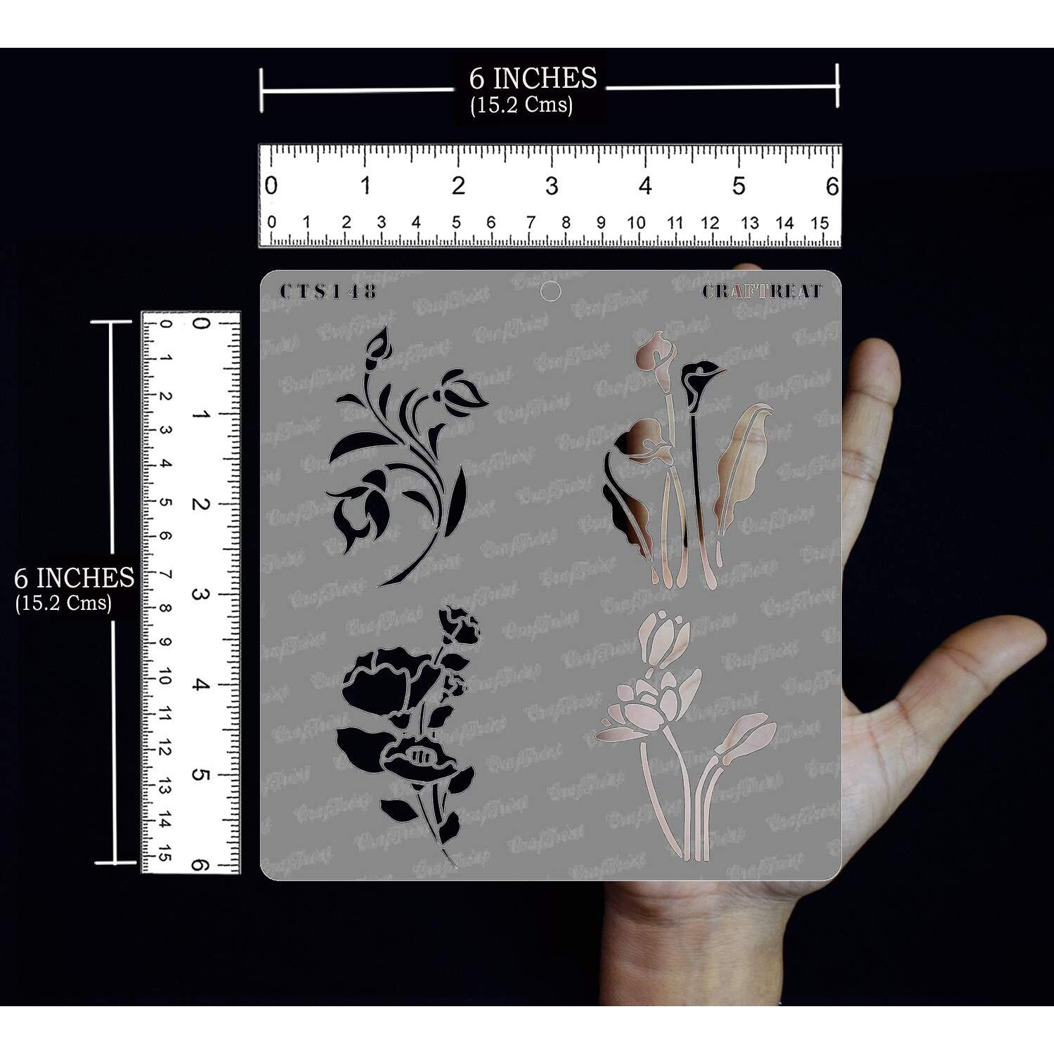 Craftreat Stencil - Mini Floral Bunches | Reusable Painting Template For Art And Craft, Mixed Media, Wall Painting, Home Decor, Diy Albums, Card Making And Fabric Painting, 6&quotX6"