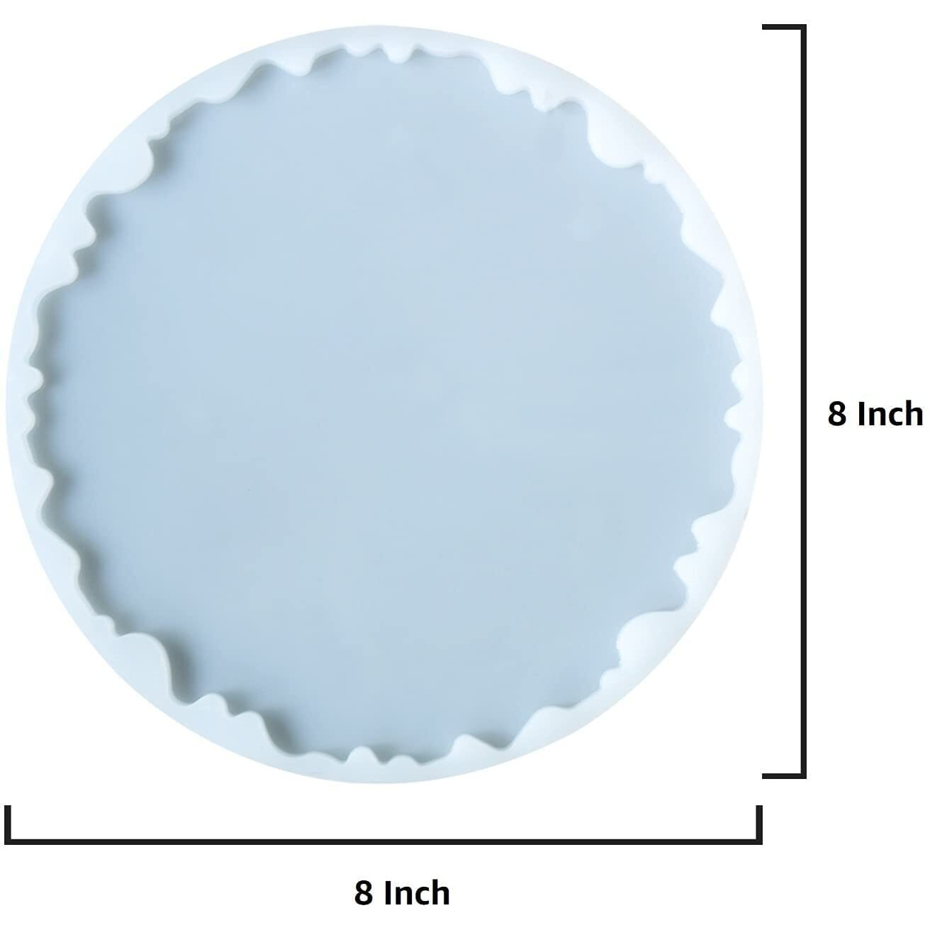 Schubert Silicone Resin Tray Mold, Round Dish Mold Serving Tray With Zig Zag Edge, Circle Plate Epoxy Resin Casting Mold For Diy Faux Agate Tray, 8 Inch - 6Mm Deep-1Pc