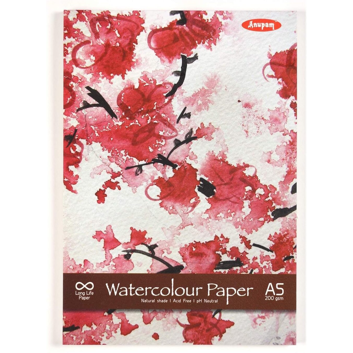 Anupam Artists Watercolour Glued Pads 200 Gsm Cold Pressed A4 For Watercolour, Gouache, Ink, Acrylic, Wet & Mixed Media, Art Painting, Drawing (12 Sheets)