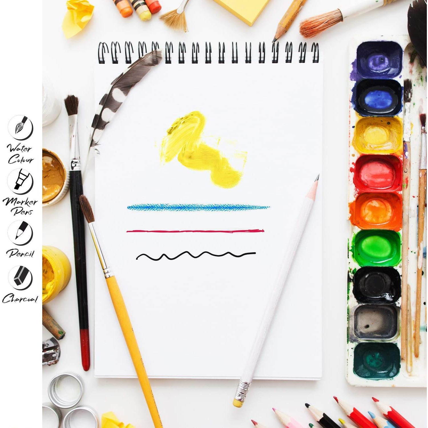 Solo Mix Media Sketchbook A3 Natural Shade Spiral-Bound Professional-Grade Premium Acid-Free, 140 Gsm Drawing Book For Art Marker, Watercolor, Acrylic, Pastel (Landscape, 42X29.7Cm)