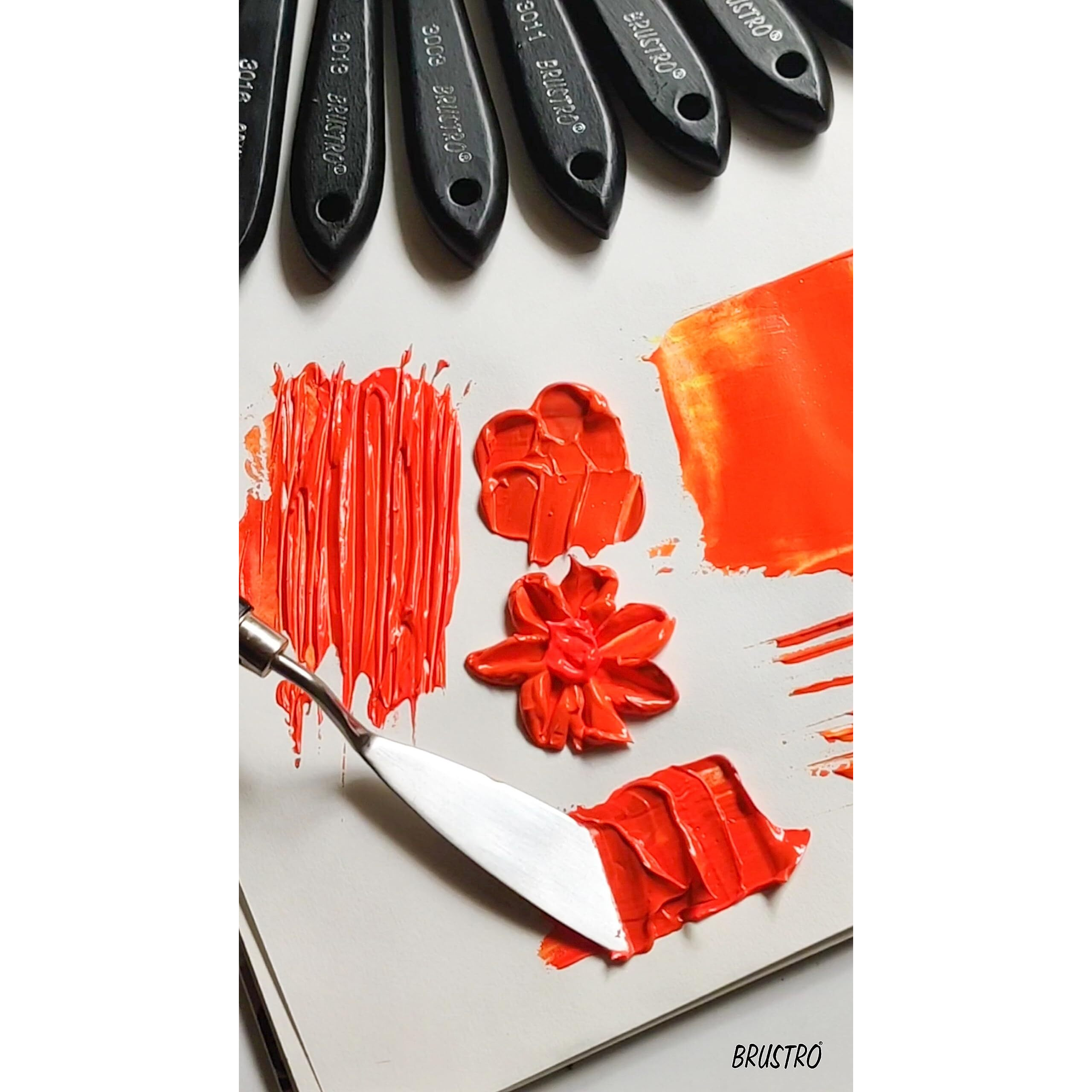 Brustro Artists Palette Painting Knives | Set Of 5 | Wooden Handle, Stainless Steel Blade, Ergonomically Designed | Ideal For Gesso, Acrylic Paint, Modeling Paste, Texture Gels, Creative Artworks