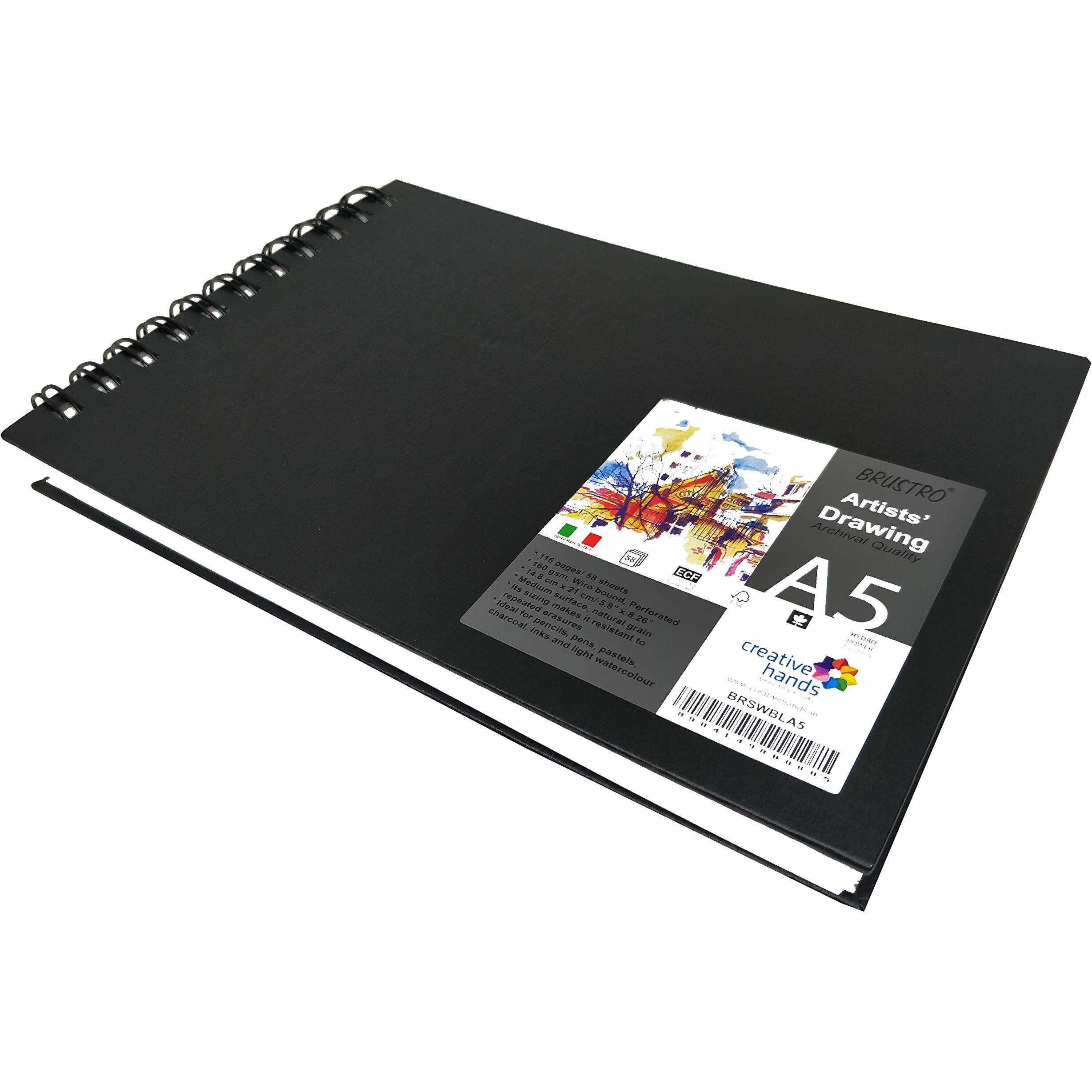 Brustro Artists Sketch Book Wiro Bound A5 Size, Landscape, 116 Pages,160 Gsm (Acid Free)