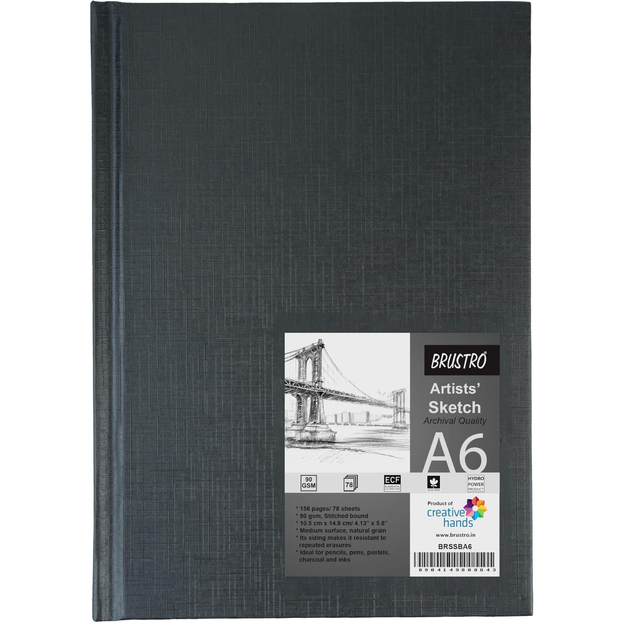 Brustro Artists Sketch Book A6 Size Stitched Bound 156 Pages 90 Gsm (Acid Free)