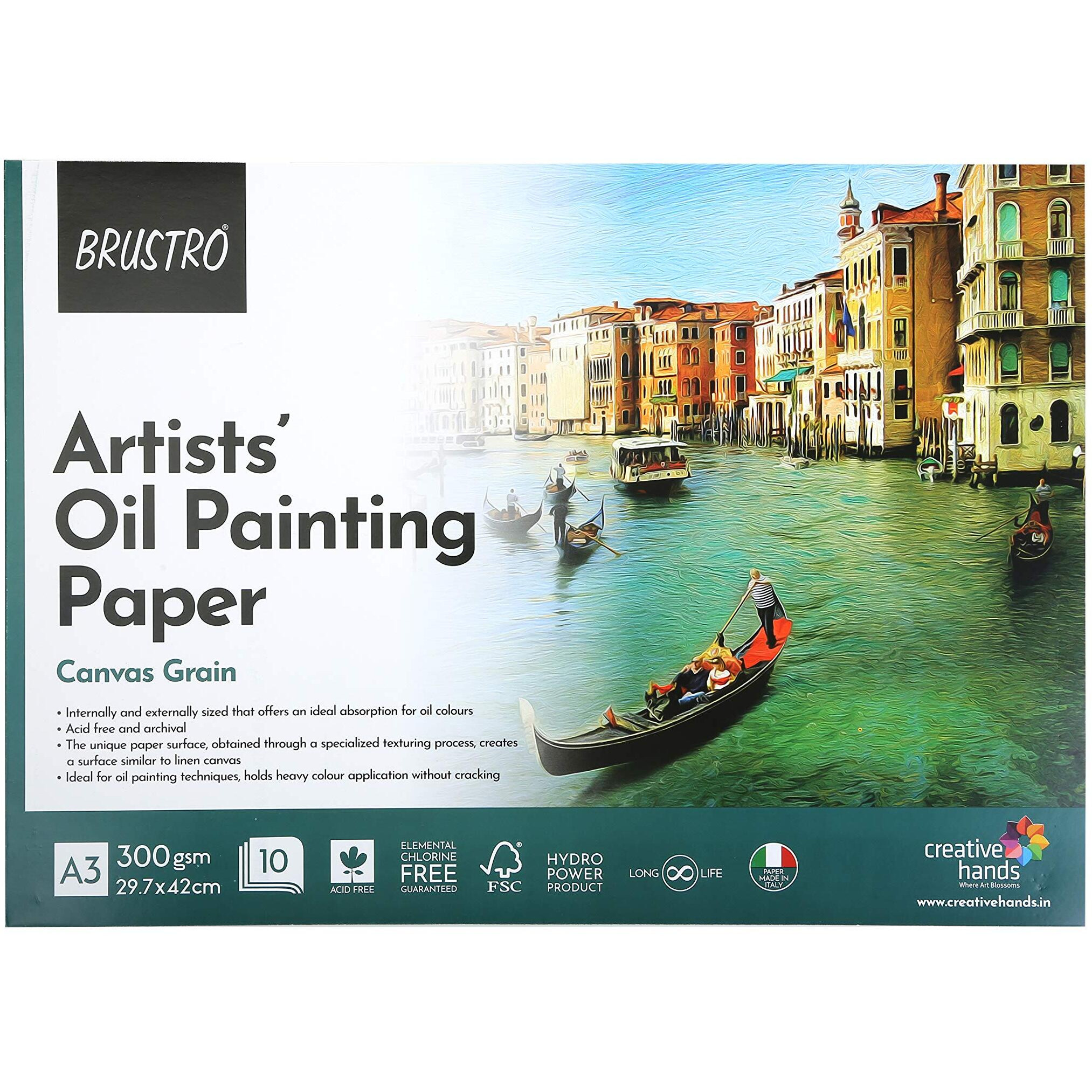 Brustro Artists Oil Painting Glued Paper Pad 300 Gsm A3-10 Sheets | Ideal For Ink, Airbrush, Pencil, Charcoal, Illustration, Design, Manga, Watercolour.