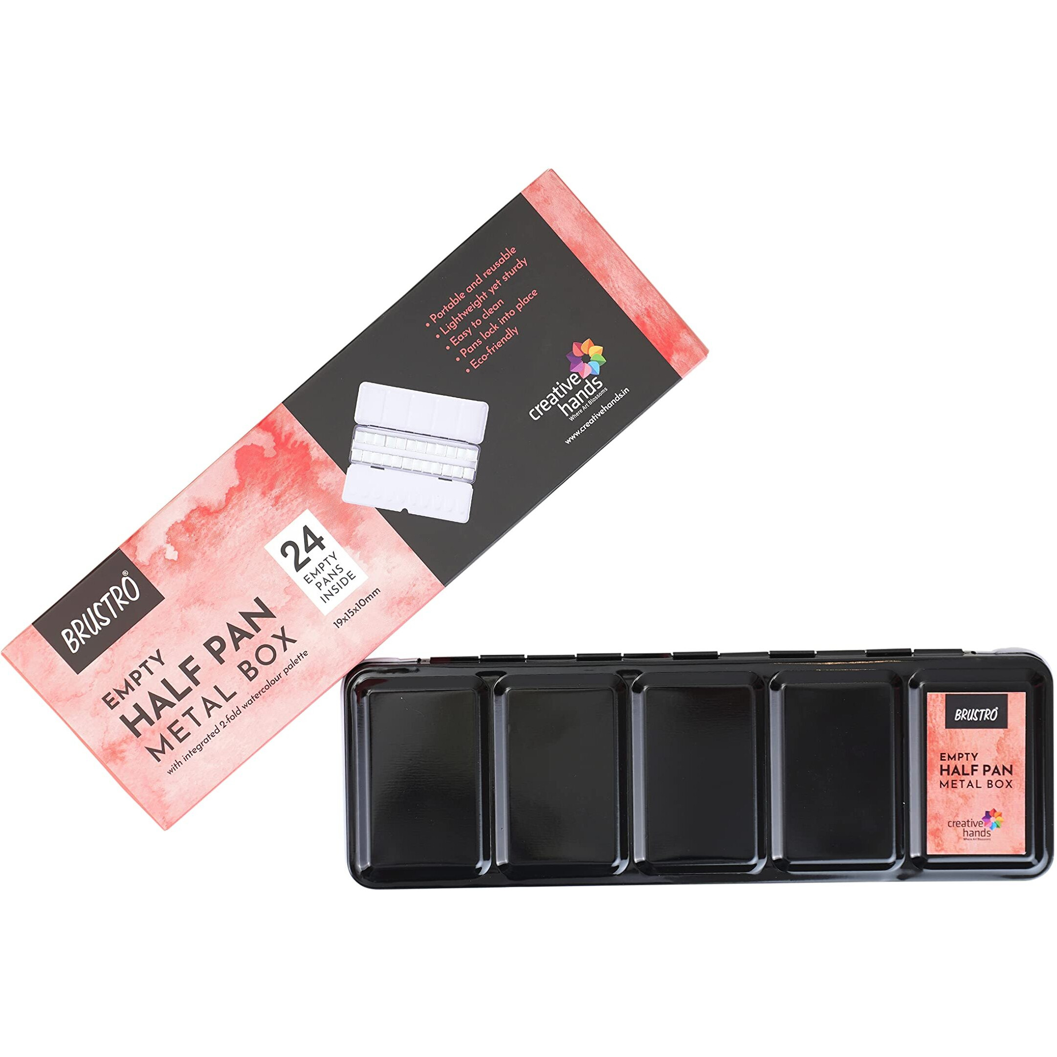 Brustro Empty Watercolour 24 Half Pan Metal Box (Pans Included)