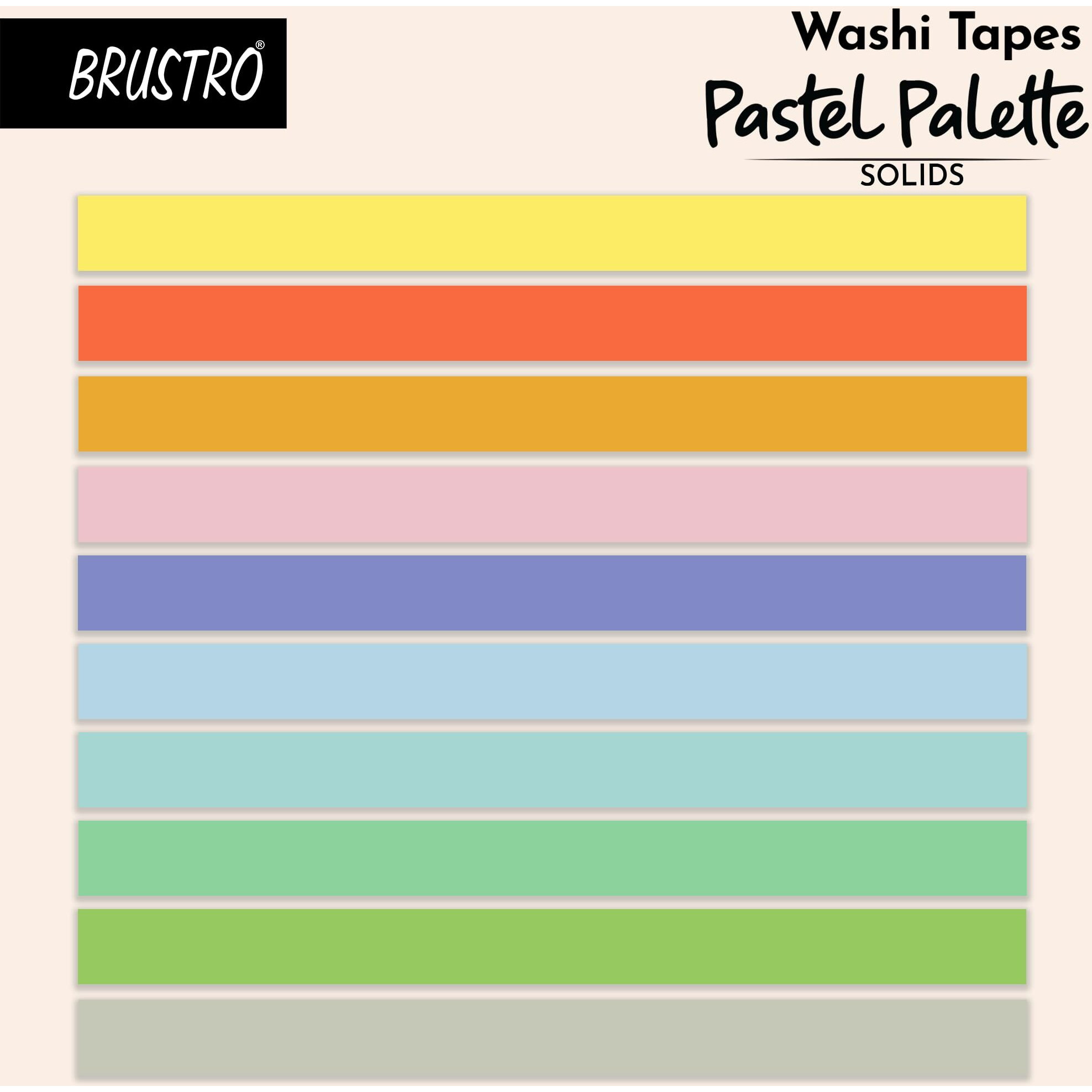 Brustro Washi Masking Tapes Pastel Palette Solids Shade, 15 Mm X 5 Mtrs (Set Of 10)