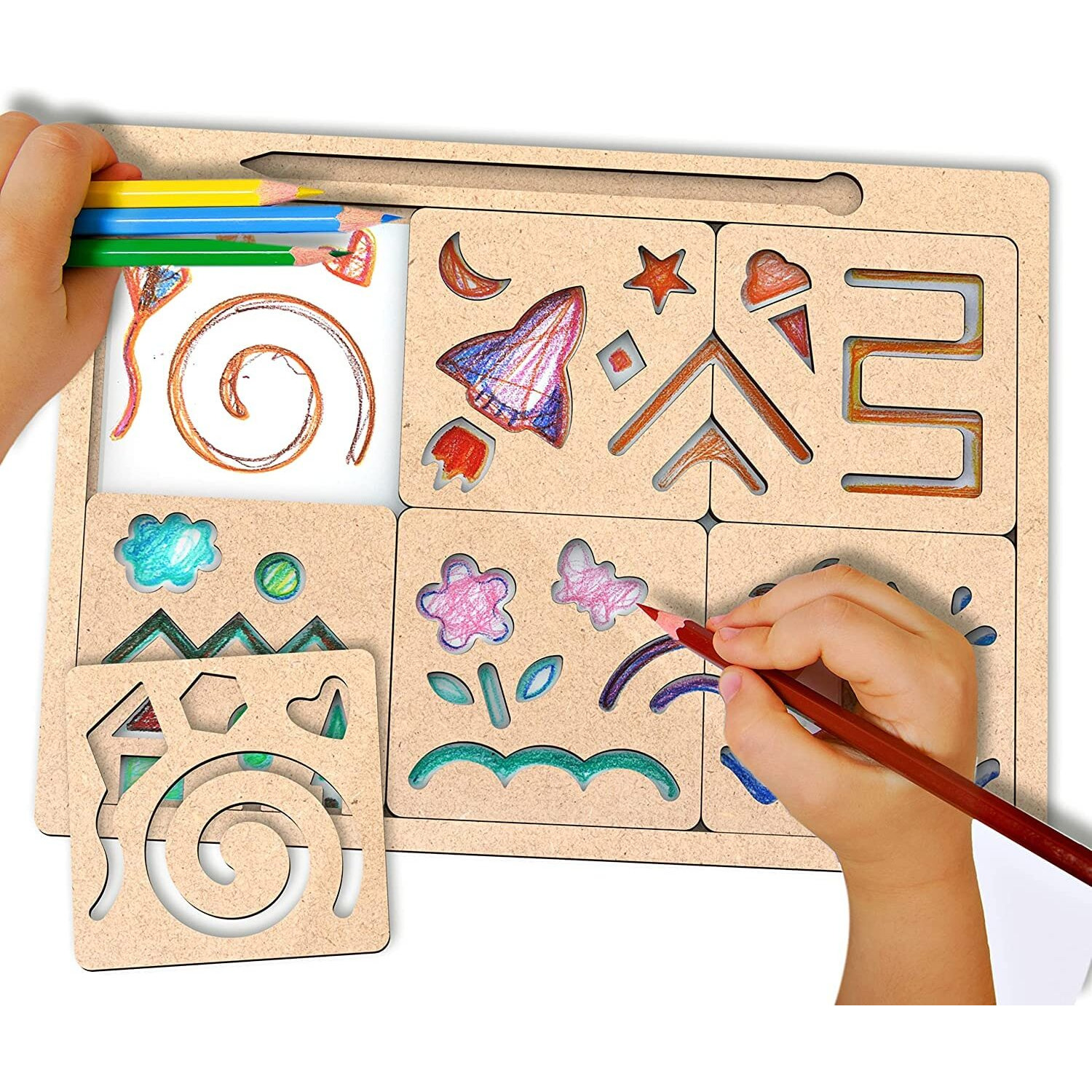 Webby Diy Art & Craft Wooden Drawing Kit| Stencil For Kids I My First Drawing Kit, Birthday Gift, Art Slate For Kids, Boys & Girls