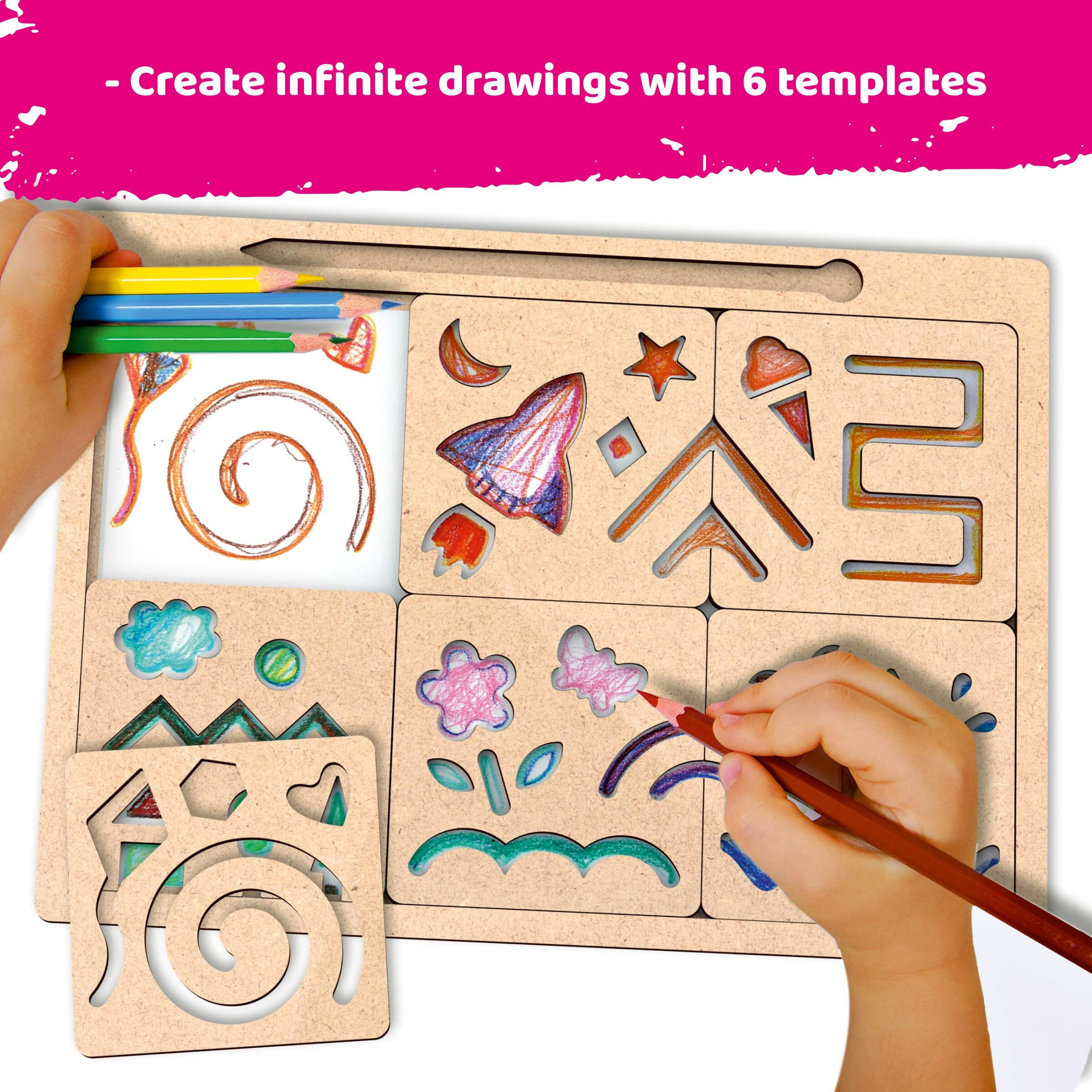 Webby Diy Art & Craft Wooden Drawing Kit| Stencil For Kids I My First Drawing Kit, Birthday Gift, Art Slate For Kids, Boys & Girls