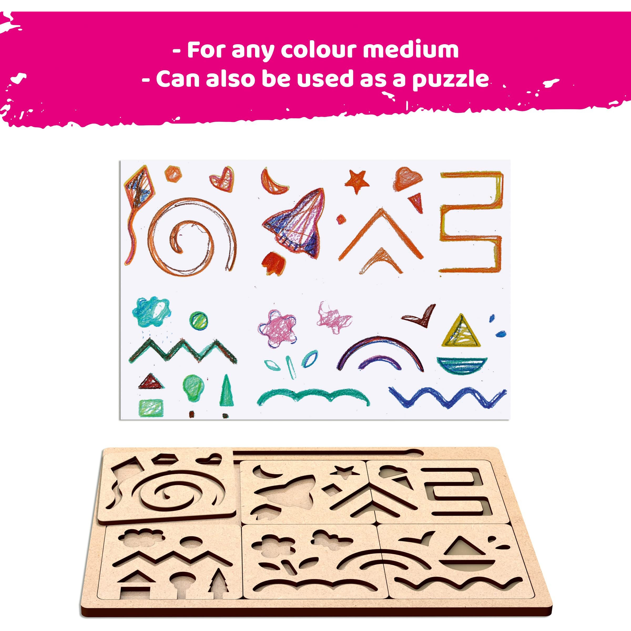 Webby Diy Art & Craft Wooden Drawing Kit| Stencil For Kids I My First Drawing Kit, Birthday Gift, Art Slate For Kids, Boys & Girls