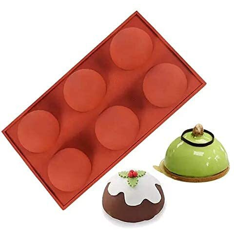 Folca 1 Pc 6 Cavity Round Silicone Mould For Handmade Soap, Cake, Jelly, Pudding, Chocolate, Dessert Etc (6 Pcs Round Mould)