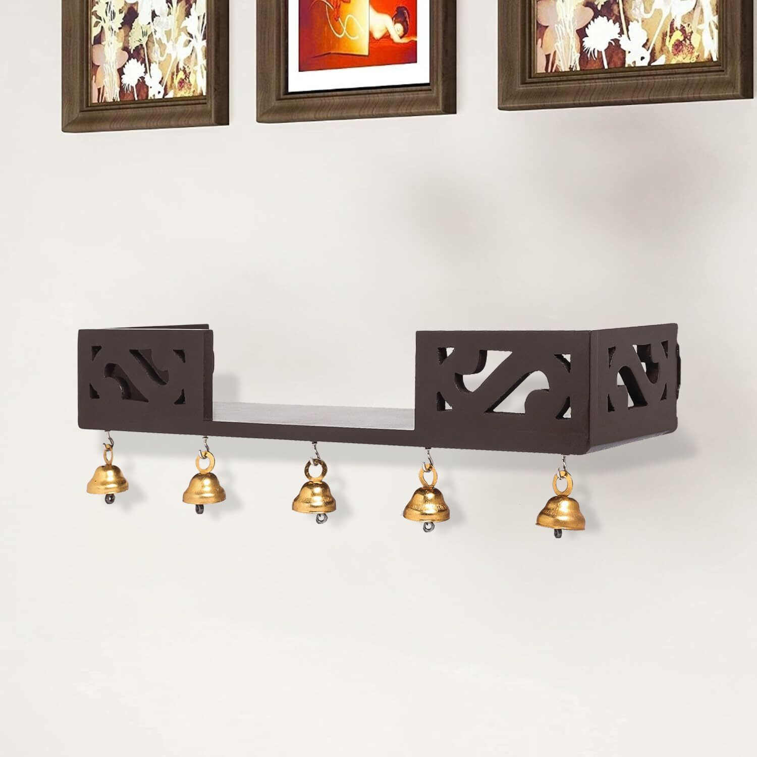 Ekhasa Wooden Pooja Mandir For Home Wall Mounted | God Temple | Puja Stand | Pooja Unit With Led Spotlight | Temple For Office