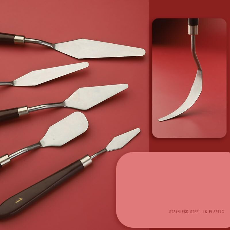 Kuber Industries Set Of 5 Painting Knives For Oil Painting,Acrylic Painting, Color Mixing (Brown)