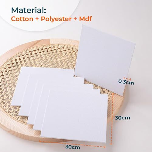 Urbane Home Blank Cotton Canvas Boards For Painting &quot30X30" Cm Pack Of 6 (White)