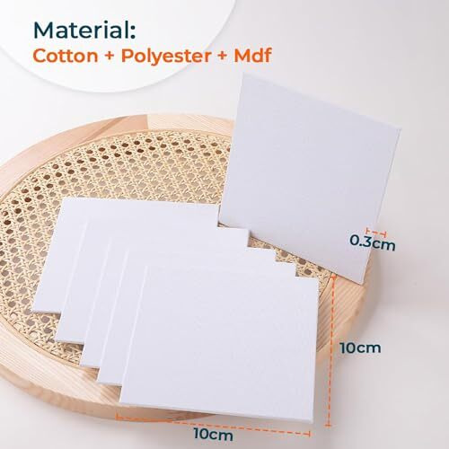 Urbane Home Blank Cotton Canvas Boards For Painting &quot10X10" Cm Pack Of 6 (White)