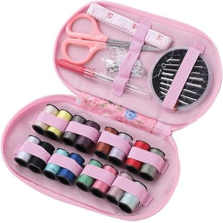 Urbane Home Multifunctional Sewing Kit Set Of 43|Silai Machine Tools With Polyester Thread|Steel Secissors & Needles (Black)