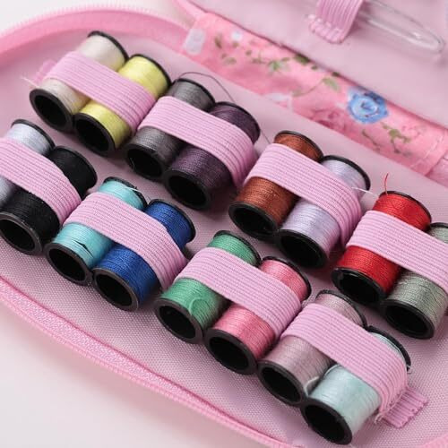 Urbane Home Multifunctional Sewing Kit Set Of 43|Silai Machine Tools With Polyester Thread|Steel Secissors & Needles (Black)