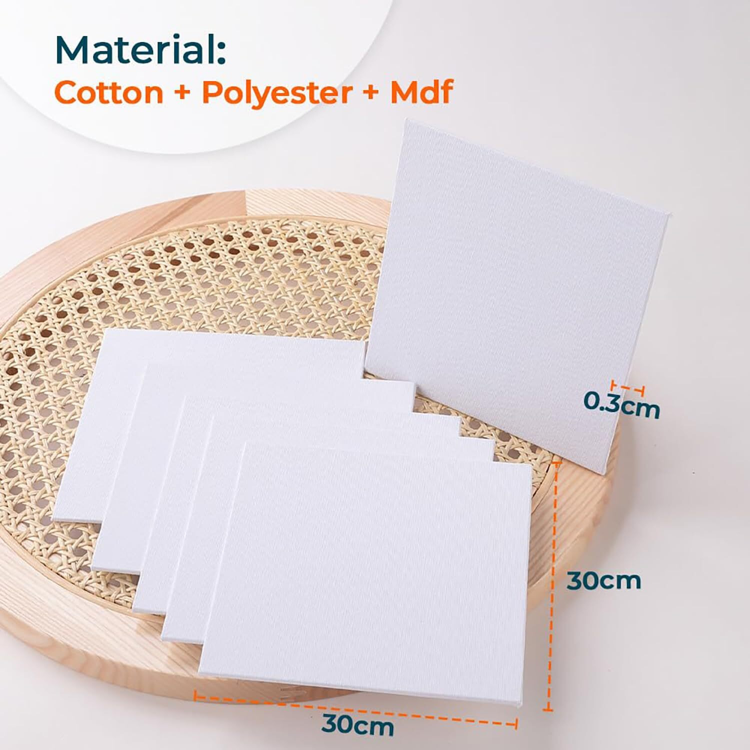 Homestic Blank Cotton Canvas Boards For Painting 30X30 Cm Pack Of 6 (White)