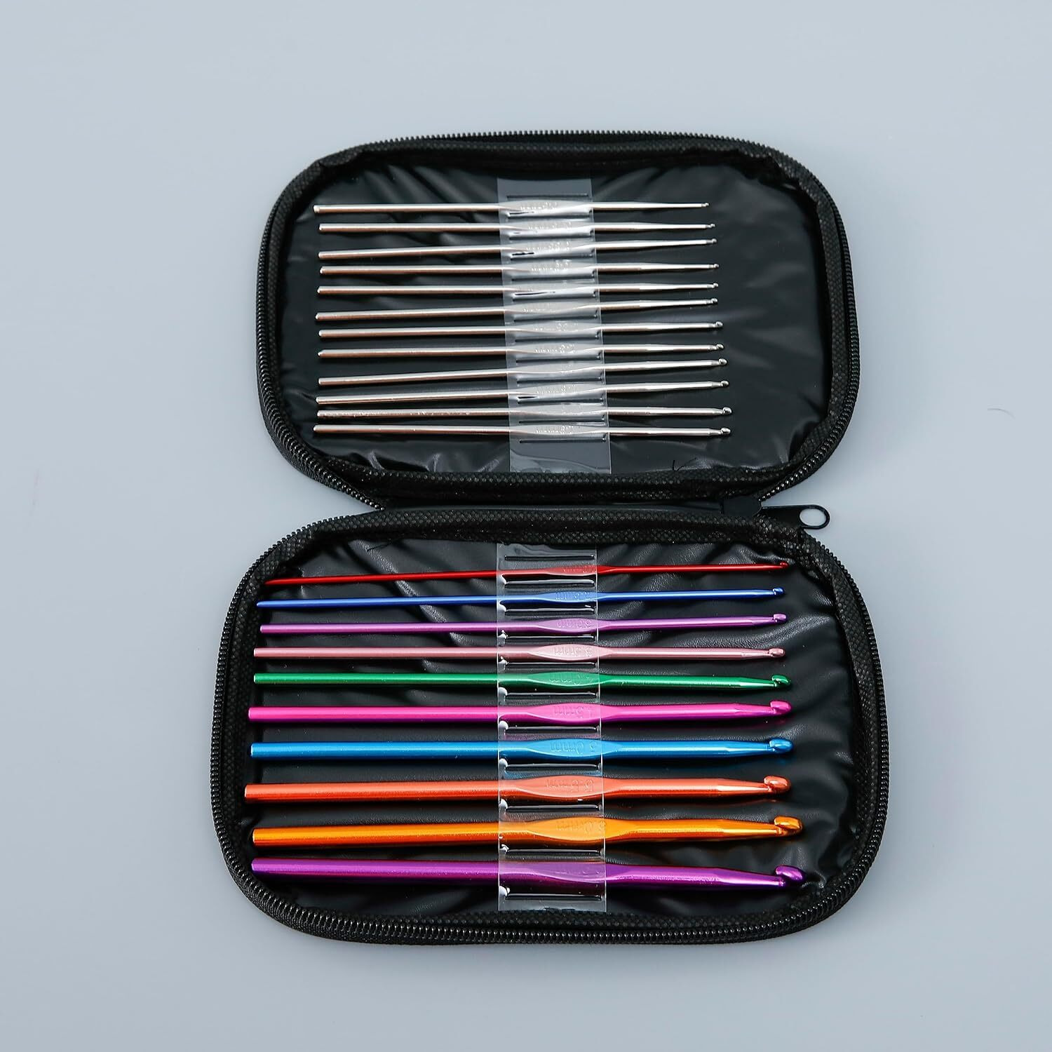 Homestic Crochet Hook Needle Set With Case|Ergonomic Sewing Knitting Needle Kit (Black)