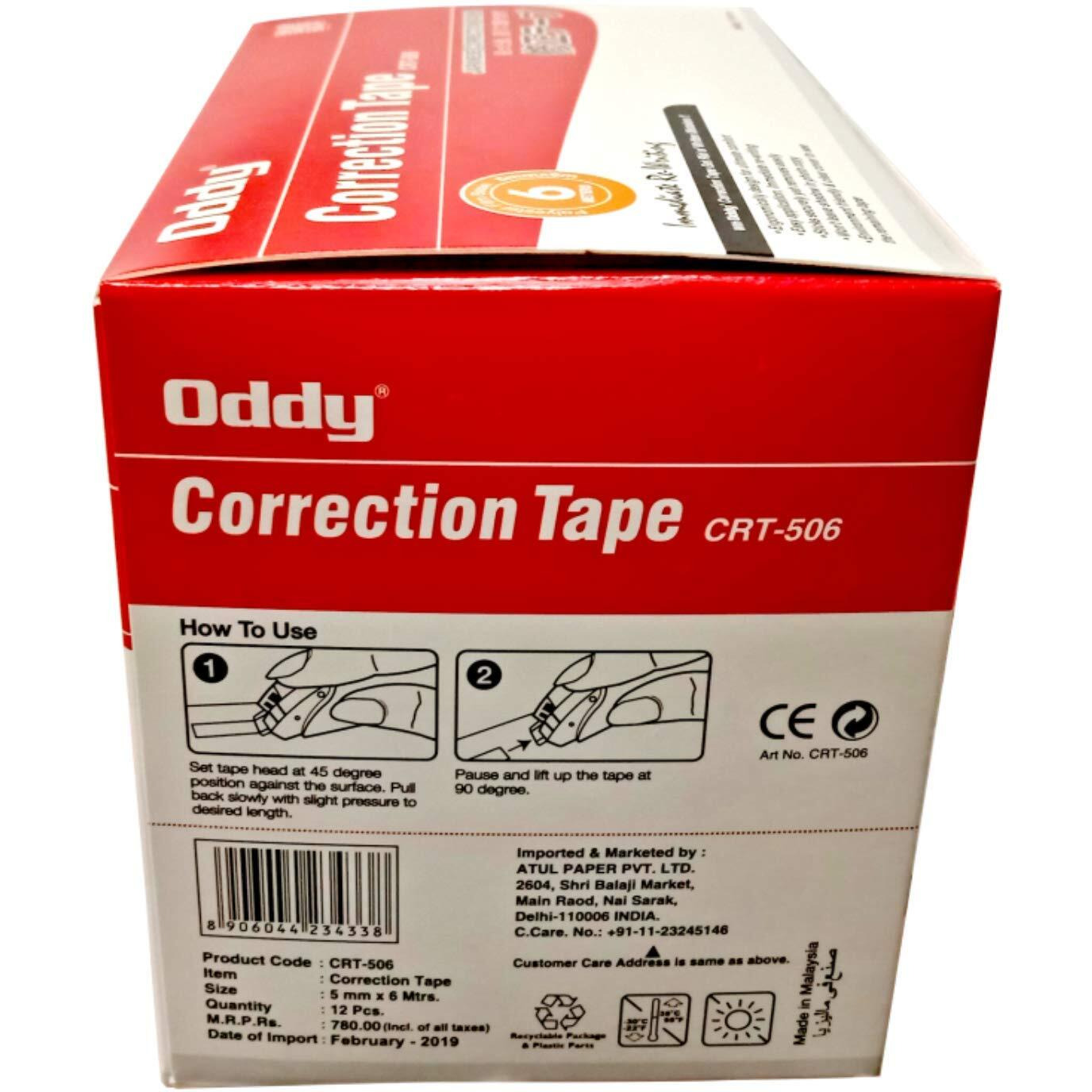 Oddy Correction Tape 5Mm X 6 Mtrs. - Crt-506 - Set Of 12 Pcs