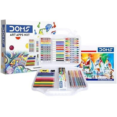 Doms Art Apps Nxt Kit With Plastic Carry Case | Perfect Value Pack | Kit For School Essentials | Gifting Range For Kids | Combination Of 9 Stationery Items