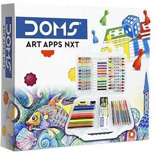 Doms Art Apps Nxt Kit With Plastic Carry Case | Perfect Value Pack | Kit For School Essentials | Gifting Range For Kids | Combination Of 9 Stationery Items