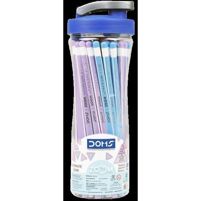 Doms Zoom Triangle Pencil 50 Pcs Sipper, Black
