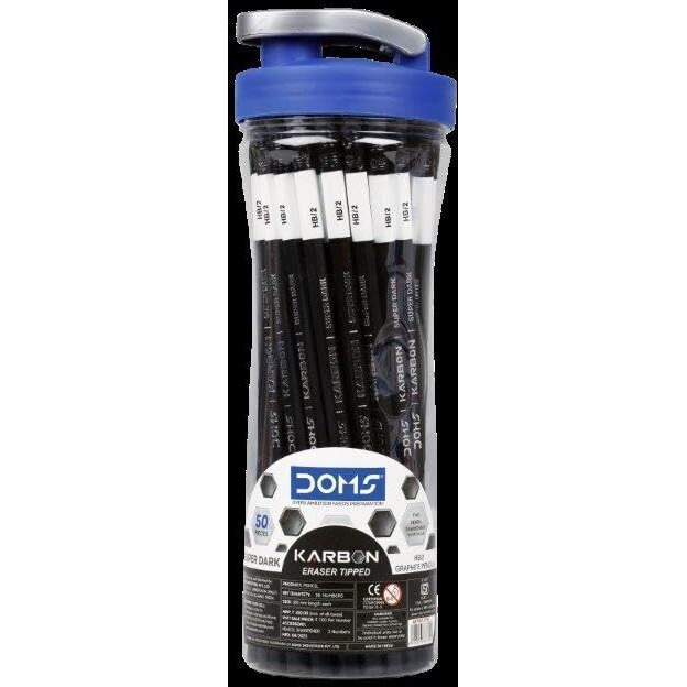 Doms Karbon Pencil 50 Pcs Sipper, Ink Black