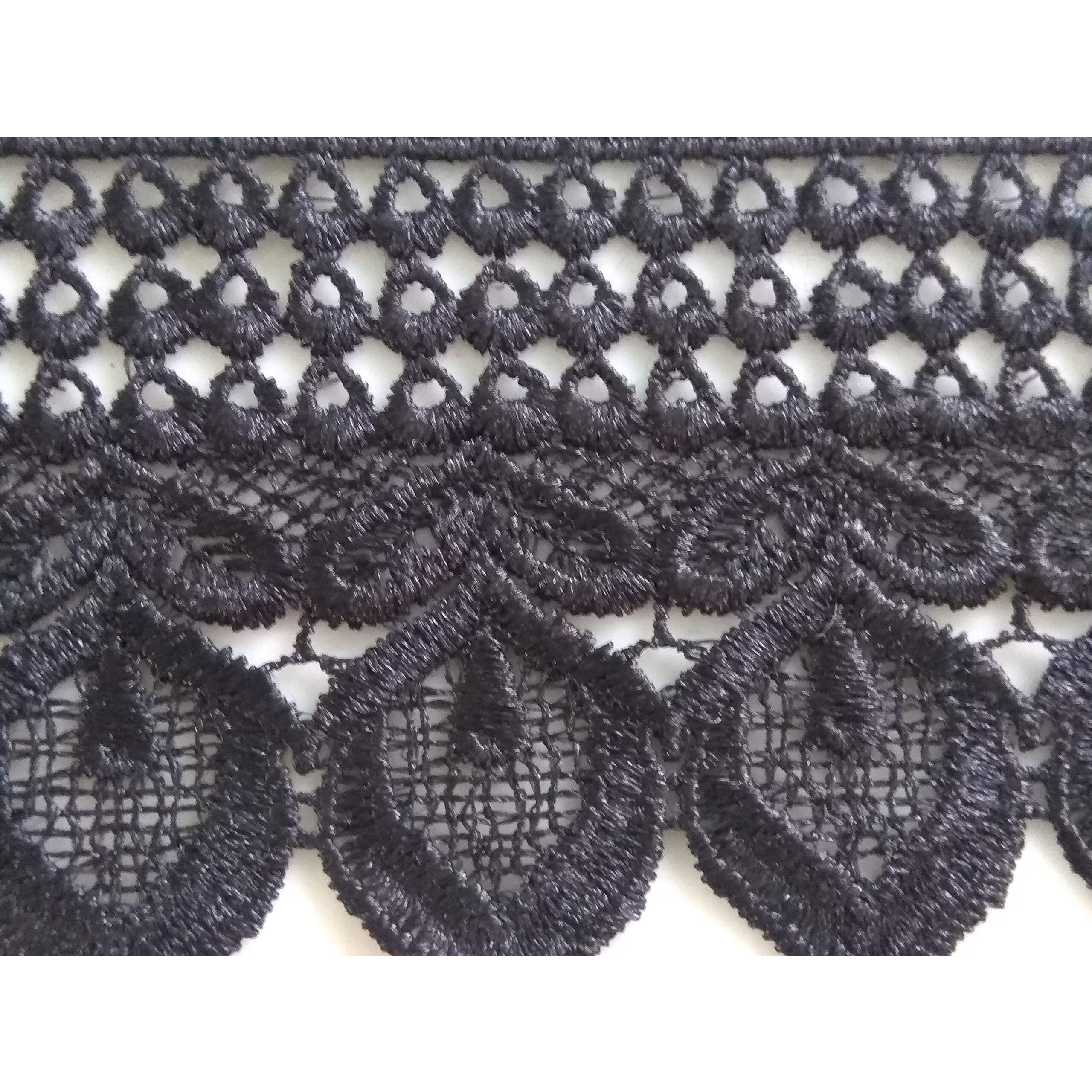 Black Crochet Lace 5 Inch Wide For Frocks,Dresses,Curtains,Decoration 3 Meters