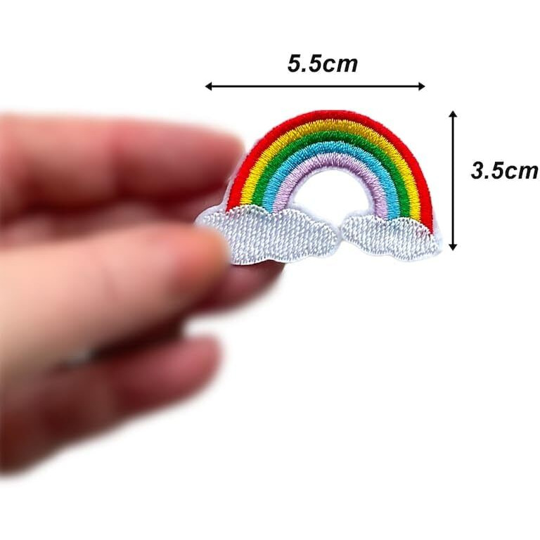 Daily Crafts Embroidered Patch, Black Base Hot Fix Glue Embroidery Cloth Paste Iron-On Patch Diy Clothes Sticker Trim Embellishments Applique (Rainbow 3 Pcs)