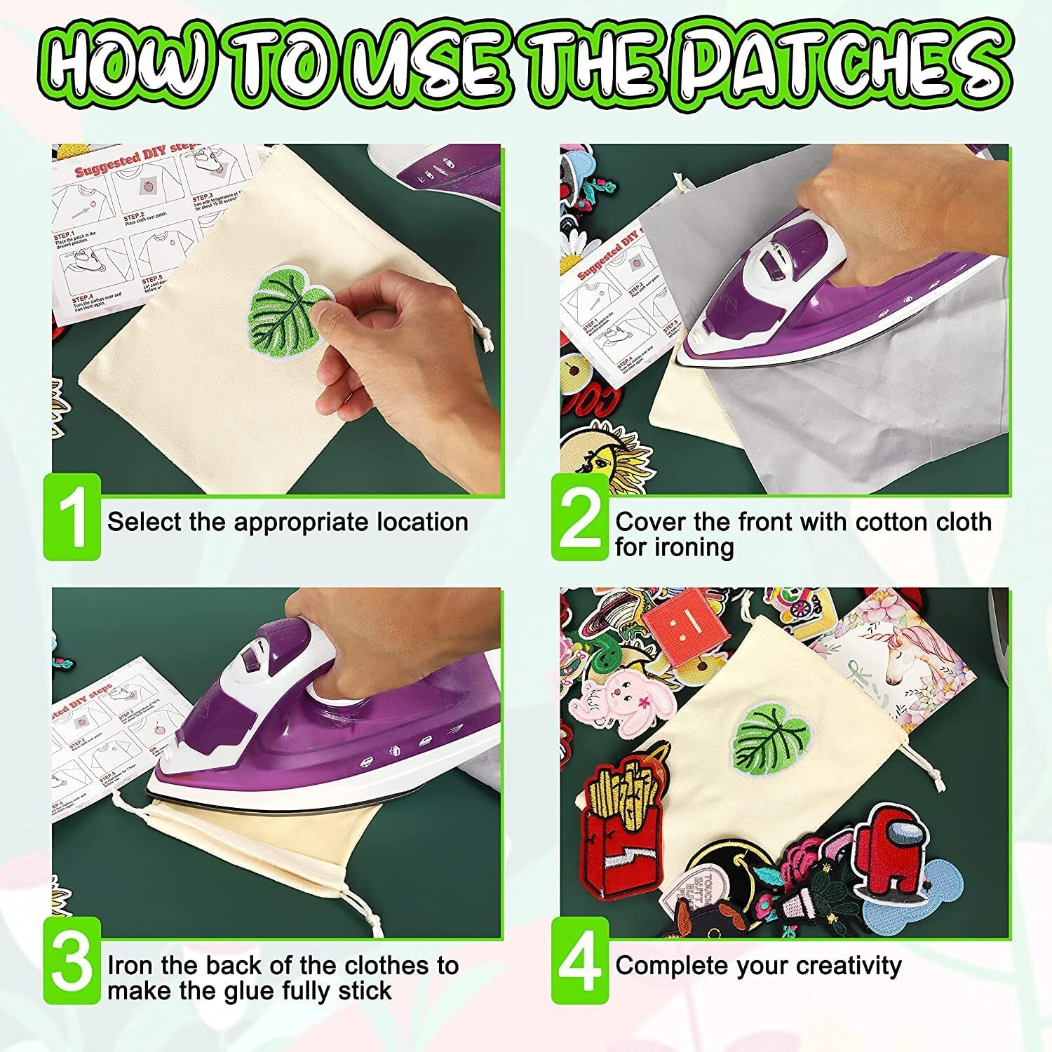 Daily Crafts Embroidered Patch, Black Base Hot Fix Glue Embroidery Cloth Paste Iron-On Patch Diy Clothes Sticker Trim Embellishments Applique (Wolf Head)