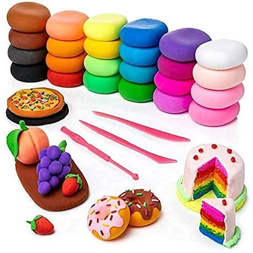 Firstly 12Pc Air Dry Clay+ Googly Eyes+1 Eraser+Glitter,Modelling Tools With Clay Set For Jewellery Earring Making Beginners Kit Clay Rings(Basic Colors)