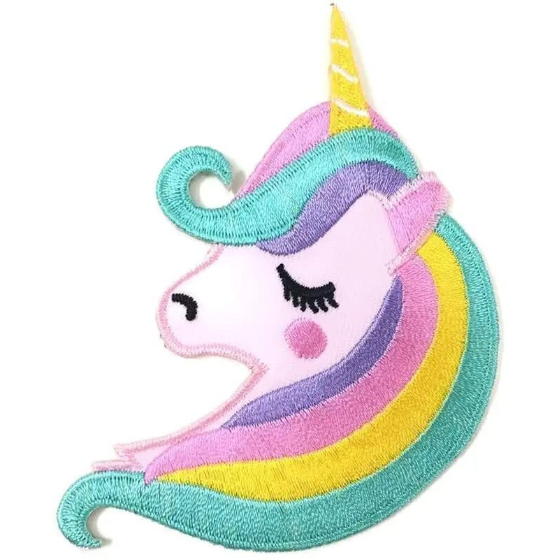 Daily Crafts 1 Pc Unicorn Iron On Patches Sew On Patch Punk Style Embroidery Appliques Head Motif Hot Melt Sticker Costumes Accessories For Jackets