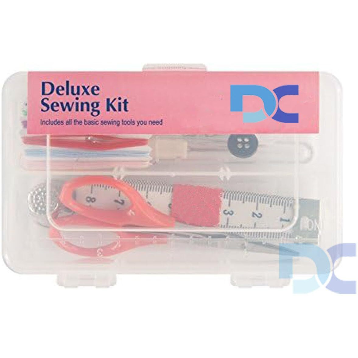 Daily Crafts Sewing Kit Travel Buddy Mini Size- 1 Box For Home Use, Sewing Machine Accessories, Contains 10 Spools Of Thread, Sewing Needles, Scissors, Thimble, Tape Measure