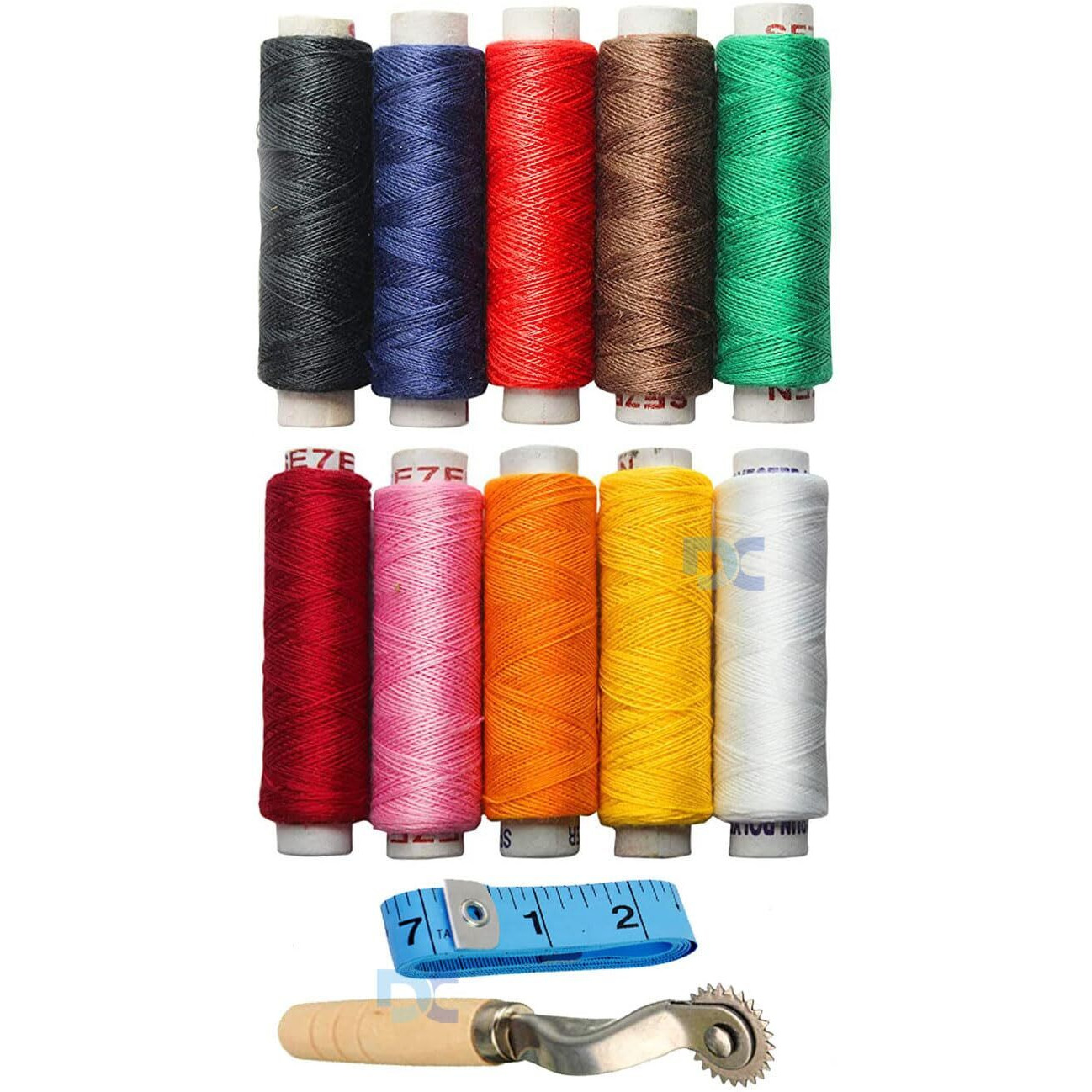Daily Crafts Sewing Kit Travel Buddy Mini Size- 1 Box For Home Use, Sewing Machine Accessories, Contains 10 Spools Of Thread, Sewing Needles, Scissors, Thimble, Tape Measure