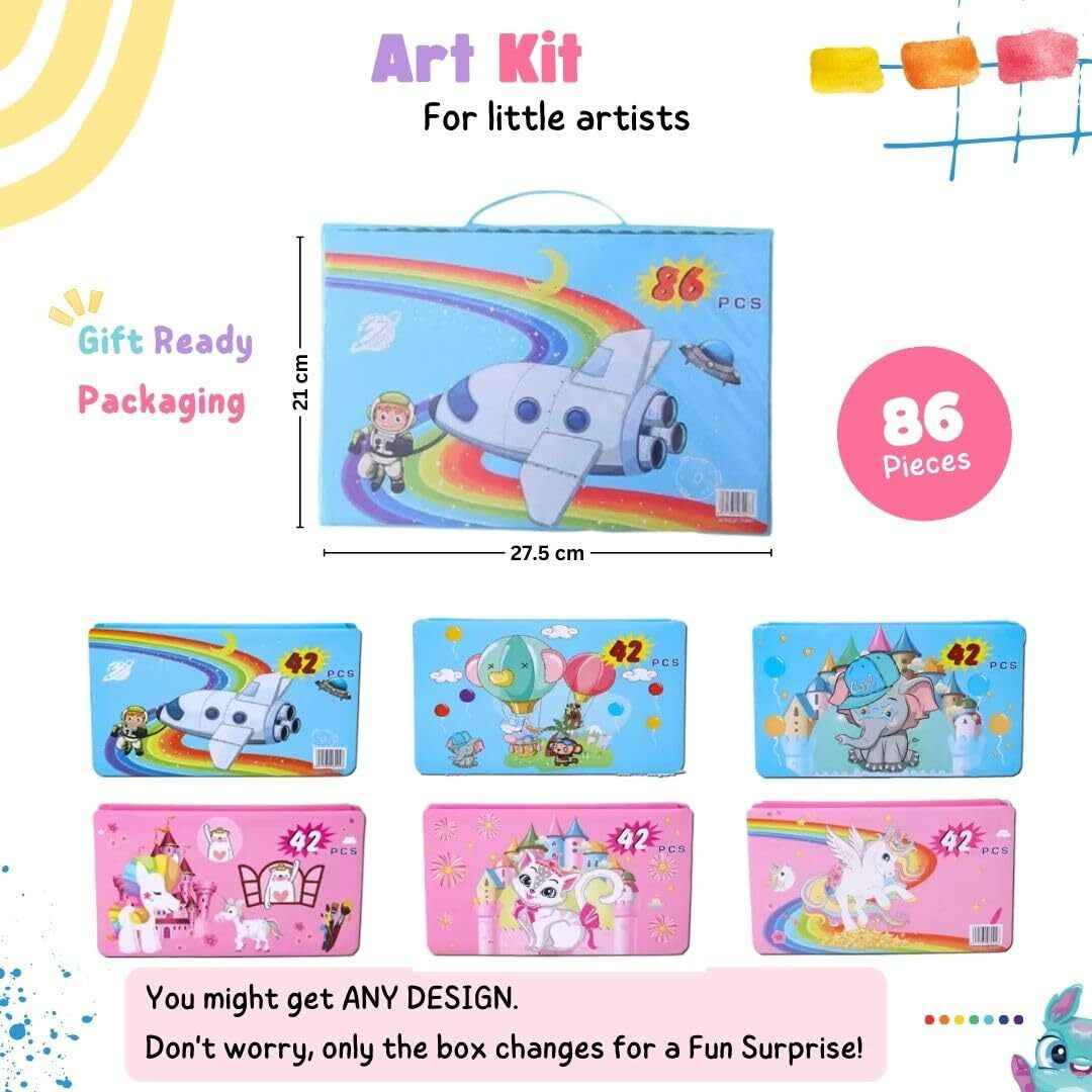 Tinker Squad 86 Pc Art Drawing All Colour Set For Kids | Colouring Kit Art Box For Girls | Painting Colours Box For Children