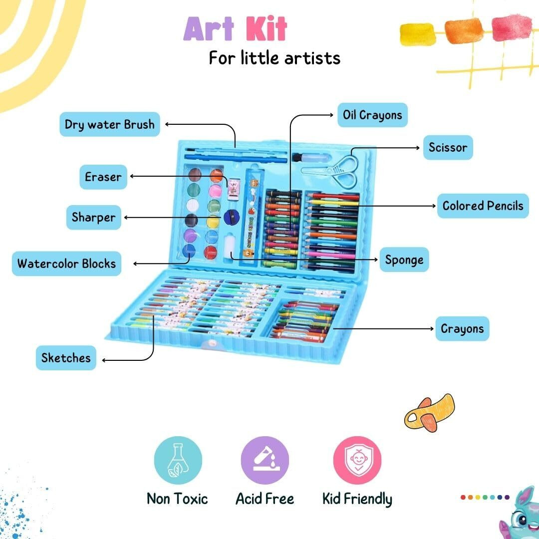 Tinker Squad 86 Pc Art Drawing All Colour Set For Kids | Colouring Kit Art Box For Girls | Painting Colours Box For Children