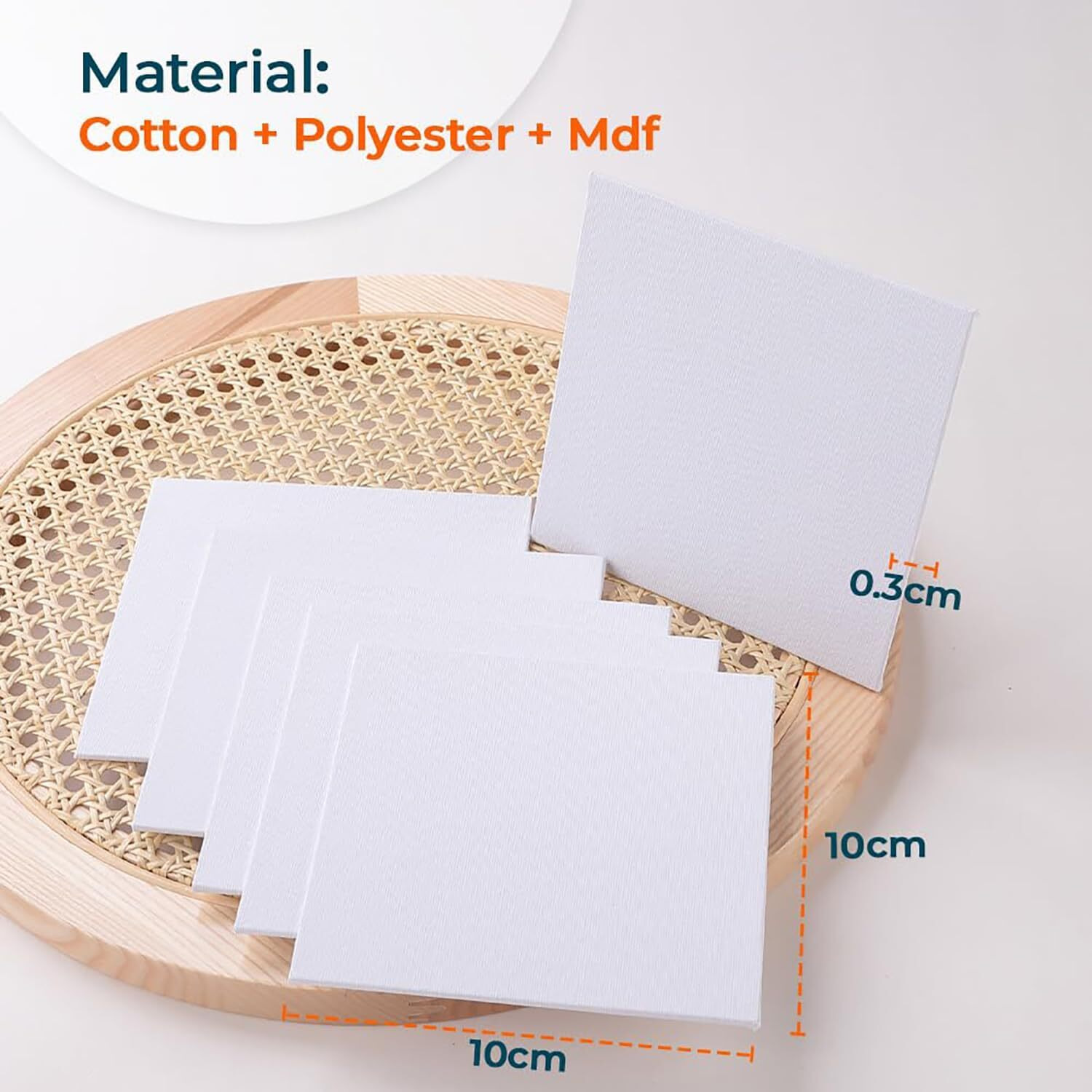 Homestic Pack Of 30 Blank Cotton Canvas Boards For Painting 10X10 Cm (White)