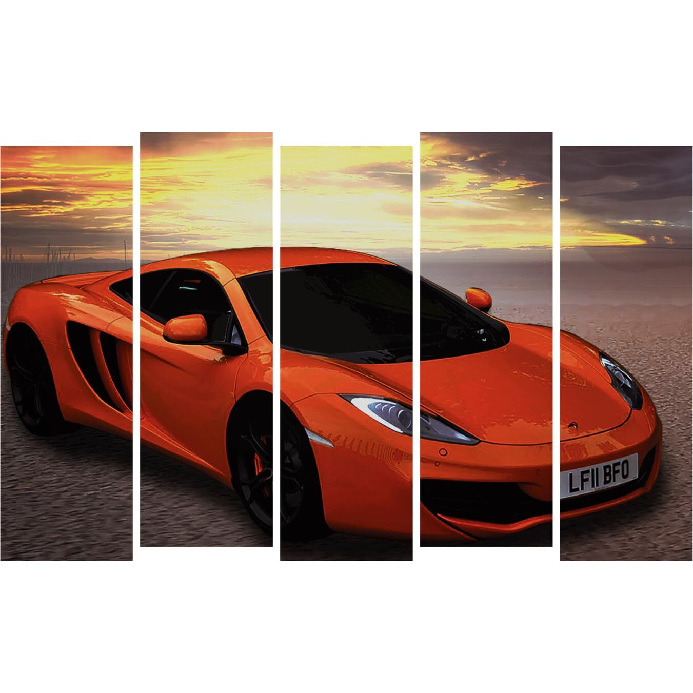 Inephos Multiple Frames Car Abstract Wall Painting (Multicolor, 150Cm X 76Cm)