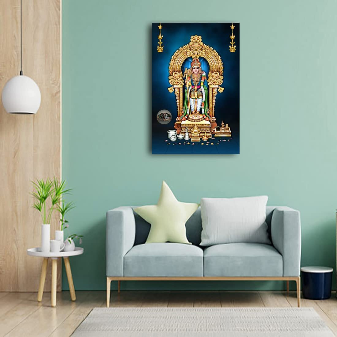 Dharvika Innovations Murugan Sparkle Coated Self Adhesive Waterproof Painting Vinyl Poster Without Frame (24 X 36 Inch)