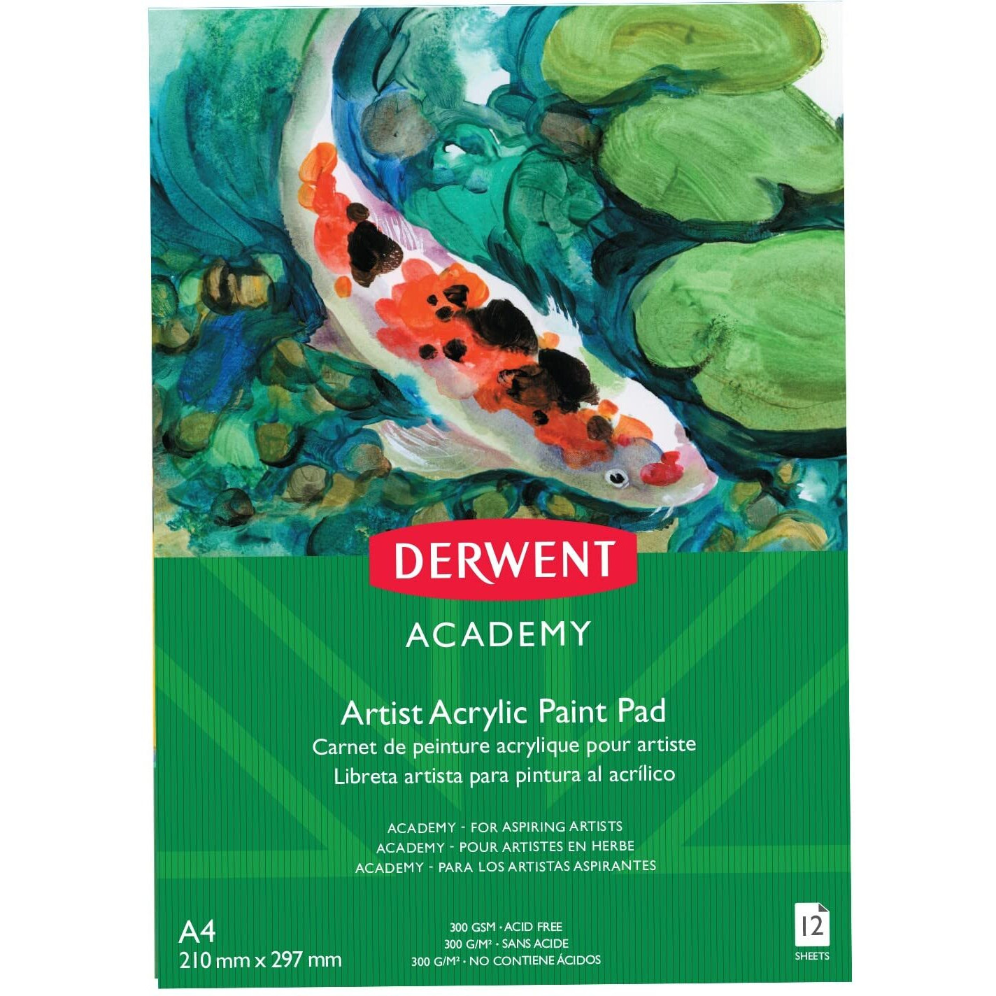 Derwent Academy Acrylic Pad 12 Sheets, 300 Gsm (A4 Portrait)